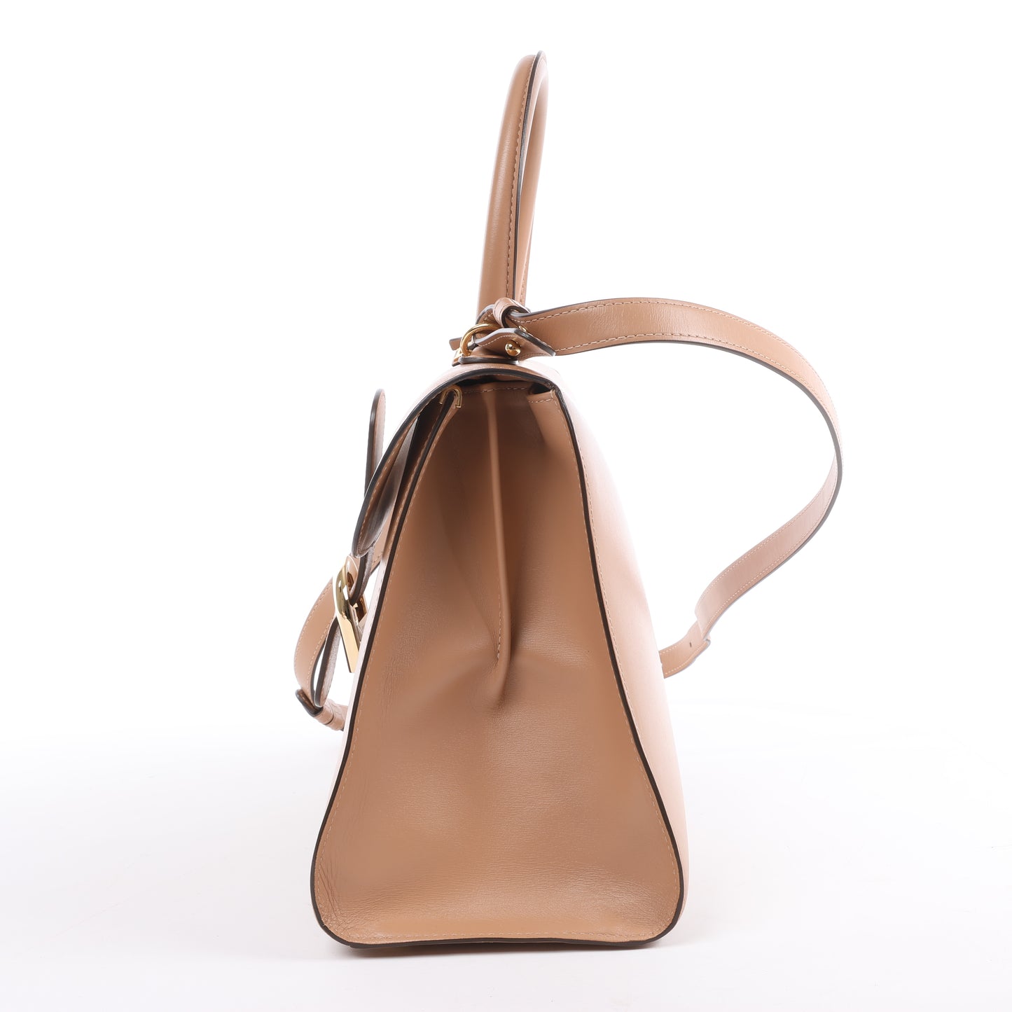 Delvaux Brillant MM Leather 2Way Handbag in Beige
