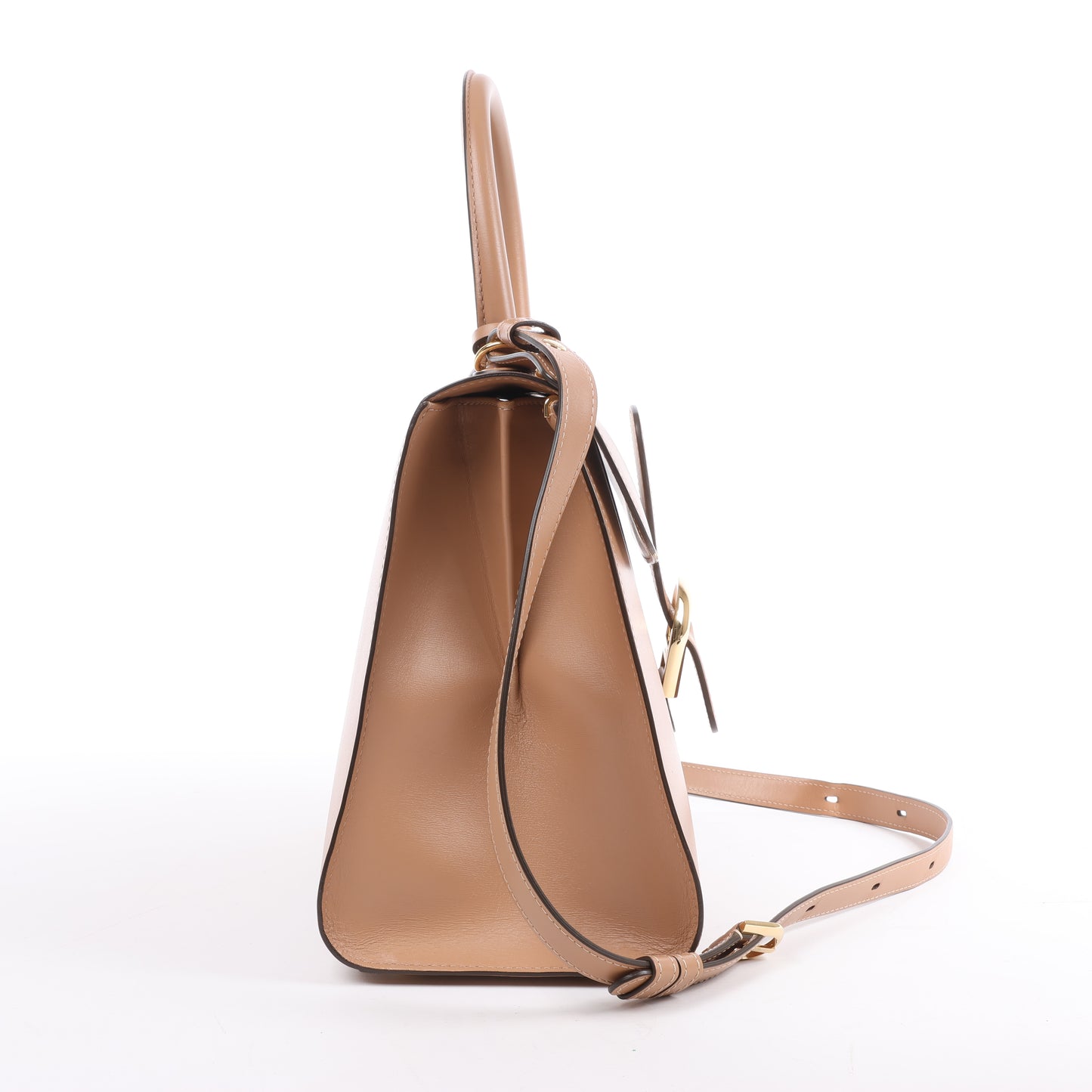 Delvaux Brillant MM Leather 2Way Handbag in Beige