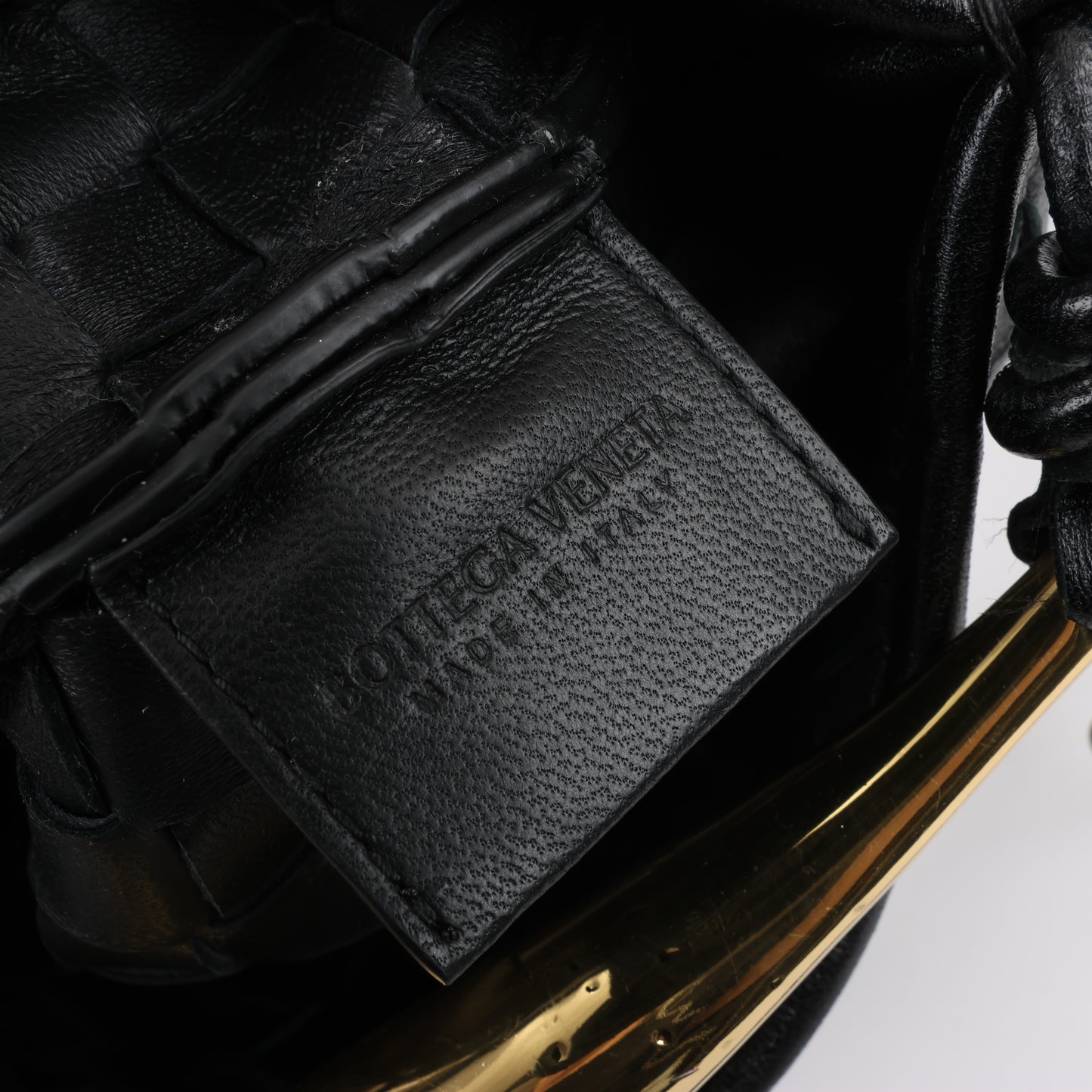 Bottega Veneta Intrecciato Sardines Leather Shoulder Bag in Black