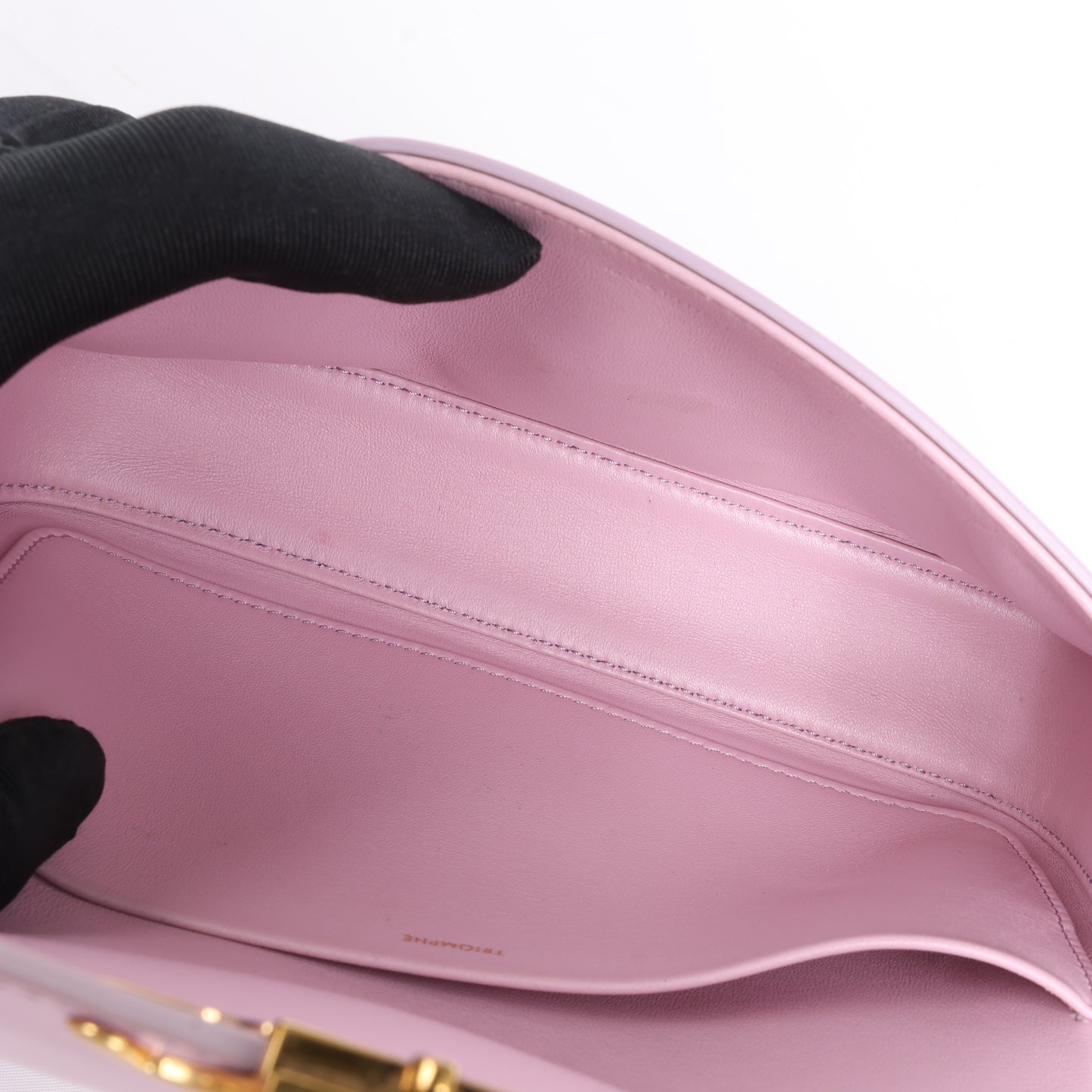 Petit sac à bandoulière en cuir lisse Celine Triomphe rose