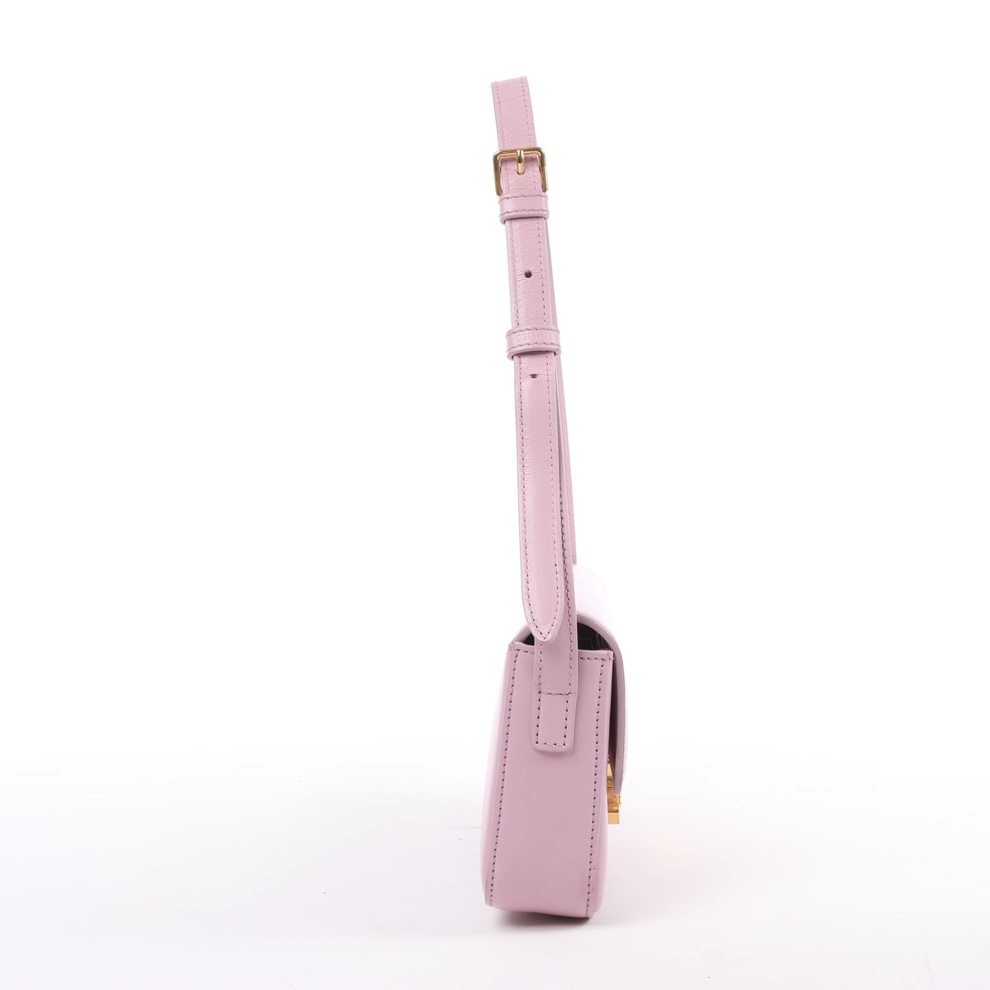Petit sac à bandoulière en cuir lisse Celine Triomphe rose