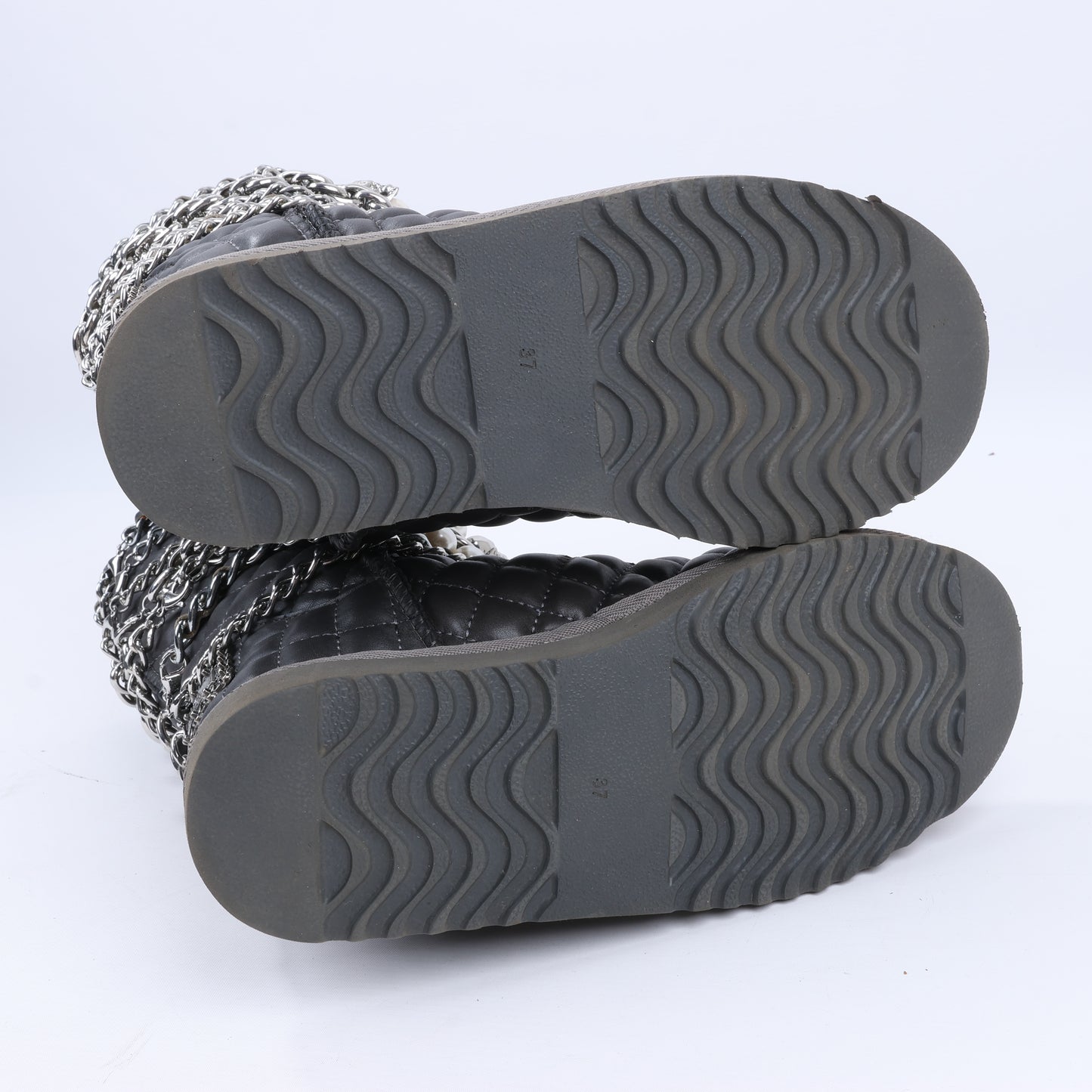 Philipp Plein Lederstiefeletten, Silberfarbene Metall-Accessoires mit Totenkopfketten, Größe 37 EU
