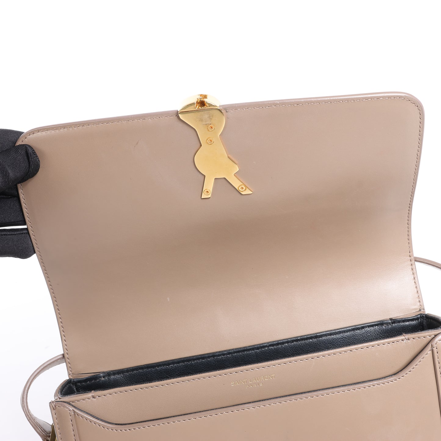 Saint Laurent Paris Solferino Leather Shoulder bag in beige
