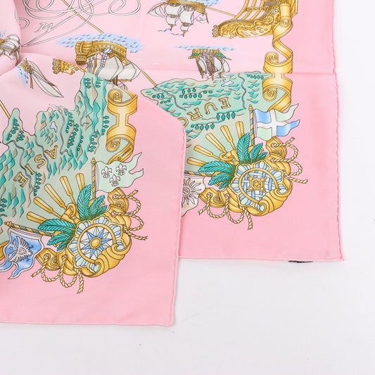 Hermes Carré 90 "VOILES DE LUMIERE" Silk handkerchief in Pink