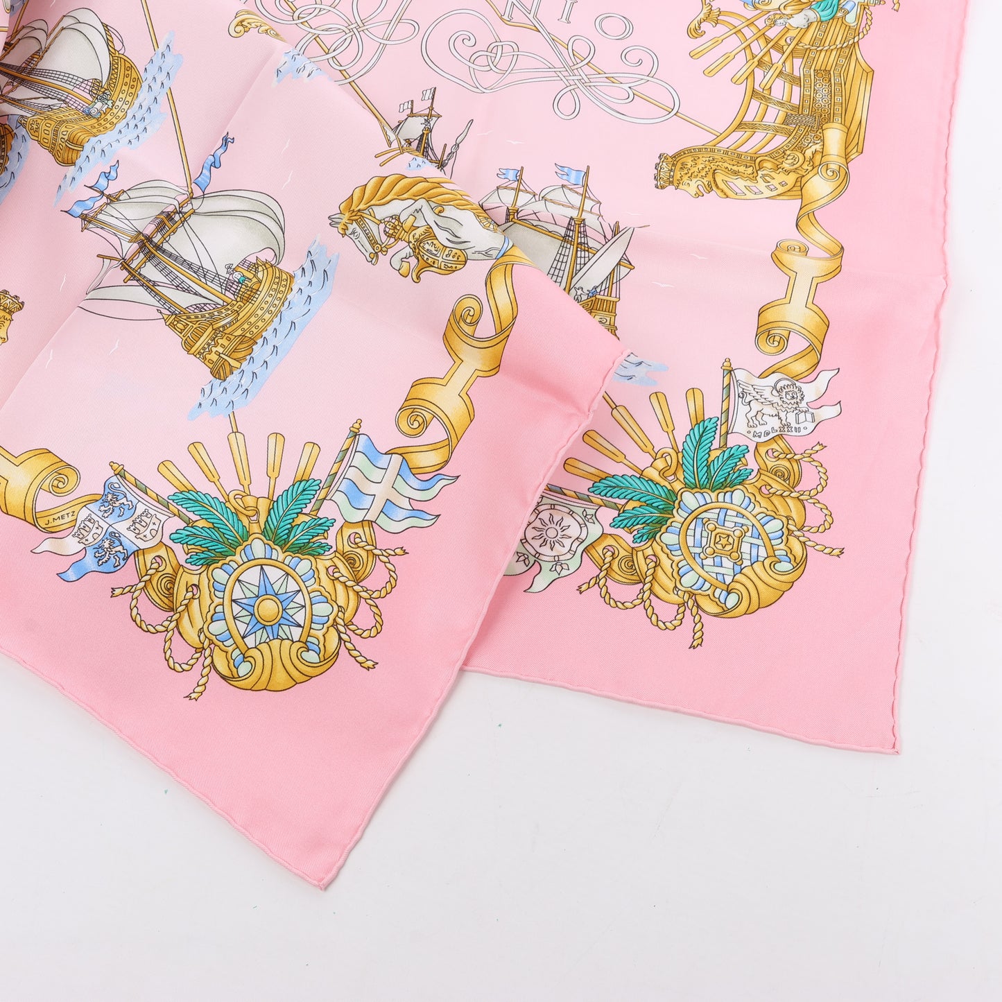 Hermes Carré 90 "VOILES DE LUMIERE" Silk handkerchief in Pink