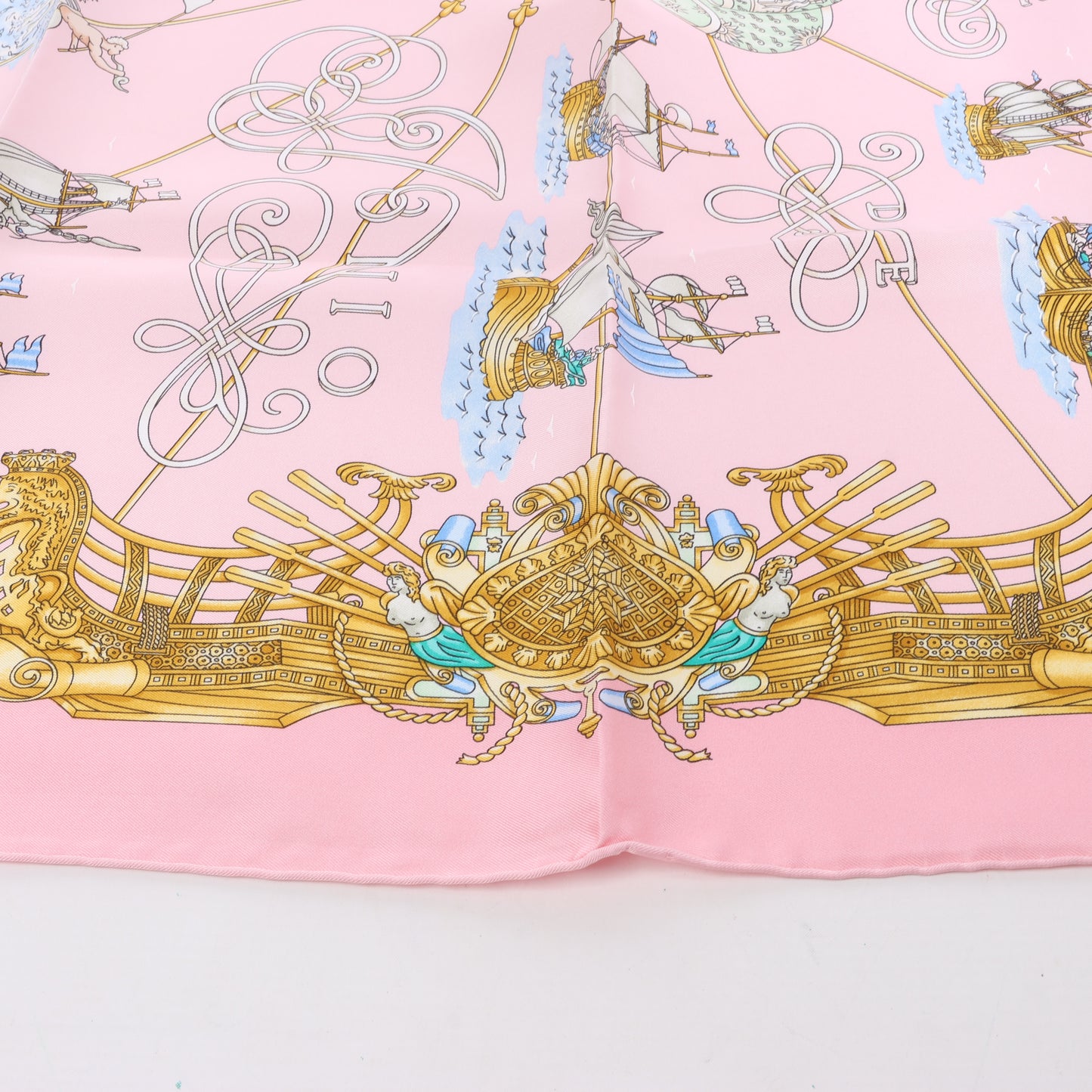 Hermes Carré 90 "VOILES DE LUMIERE" Silk handkerchief in Pink
