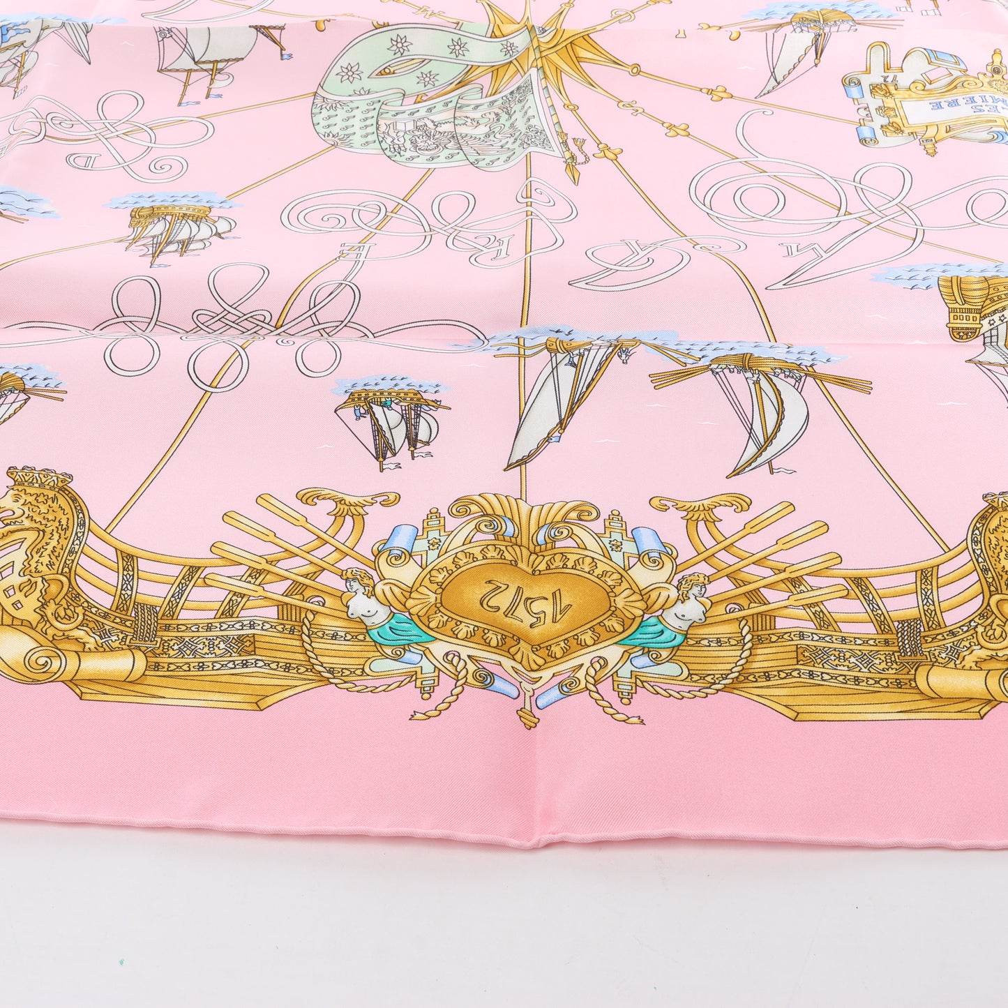 Hermes Carré 90 "VOILES DE LUMIERE" Silk handkerchief in Pink