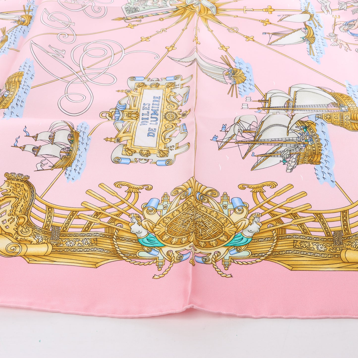 Hermes Carré 90 "VOILES DE LUMIERE" Silk handkerchief in Pink