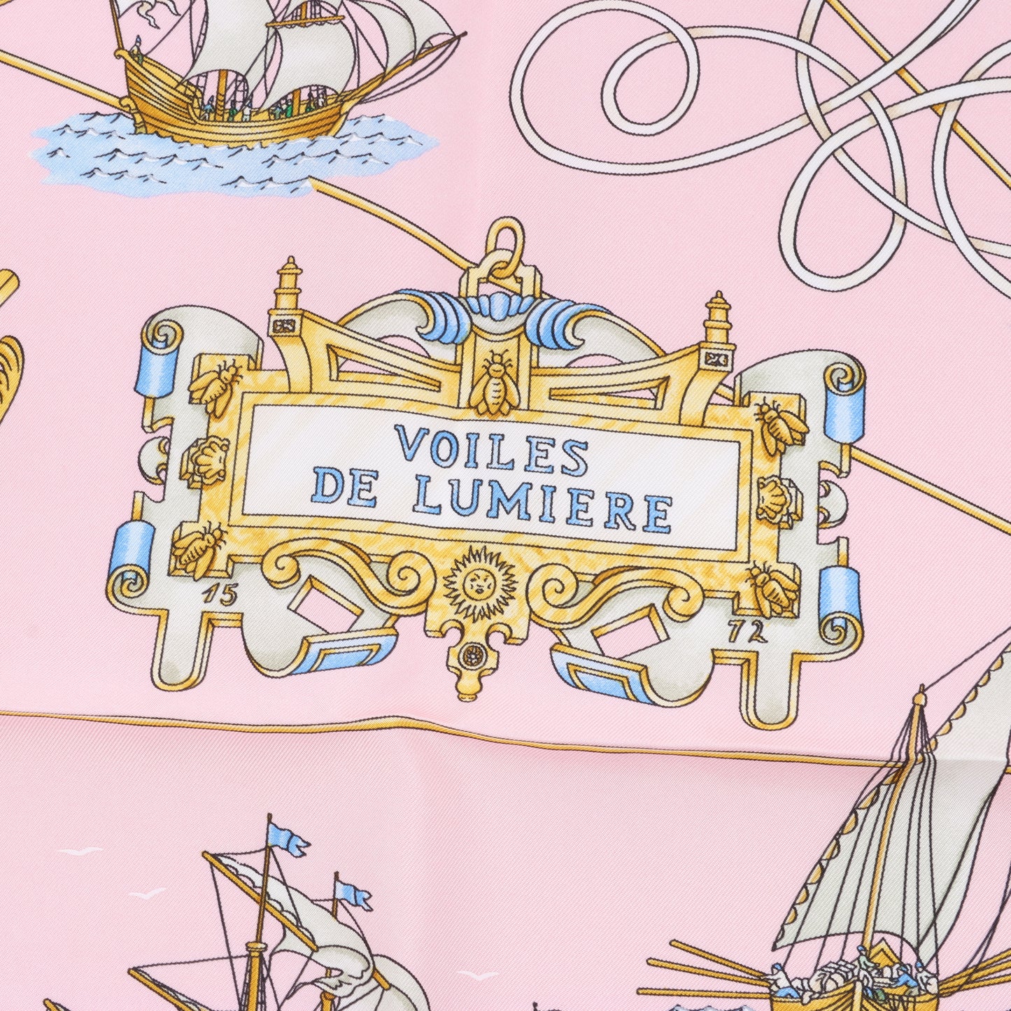 Hermes Carré 90 "VOILES DE LUMIERE" Silk handkerchief in Pink
