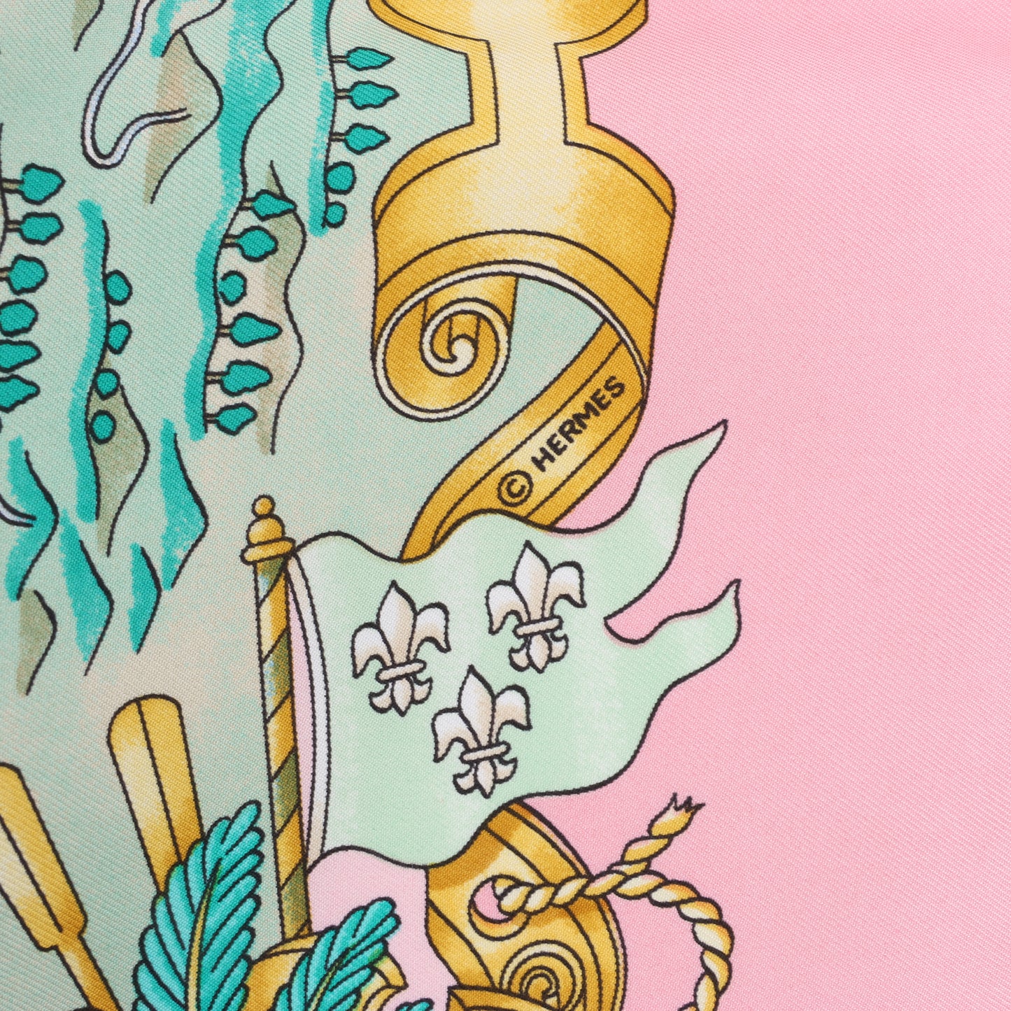 Hermes Carré 90 "VOILES DE LUMIERE" Silk handkerchief in Pink