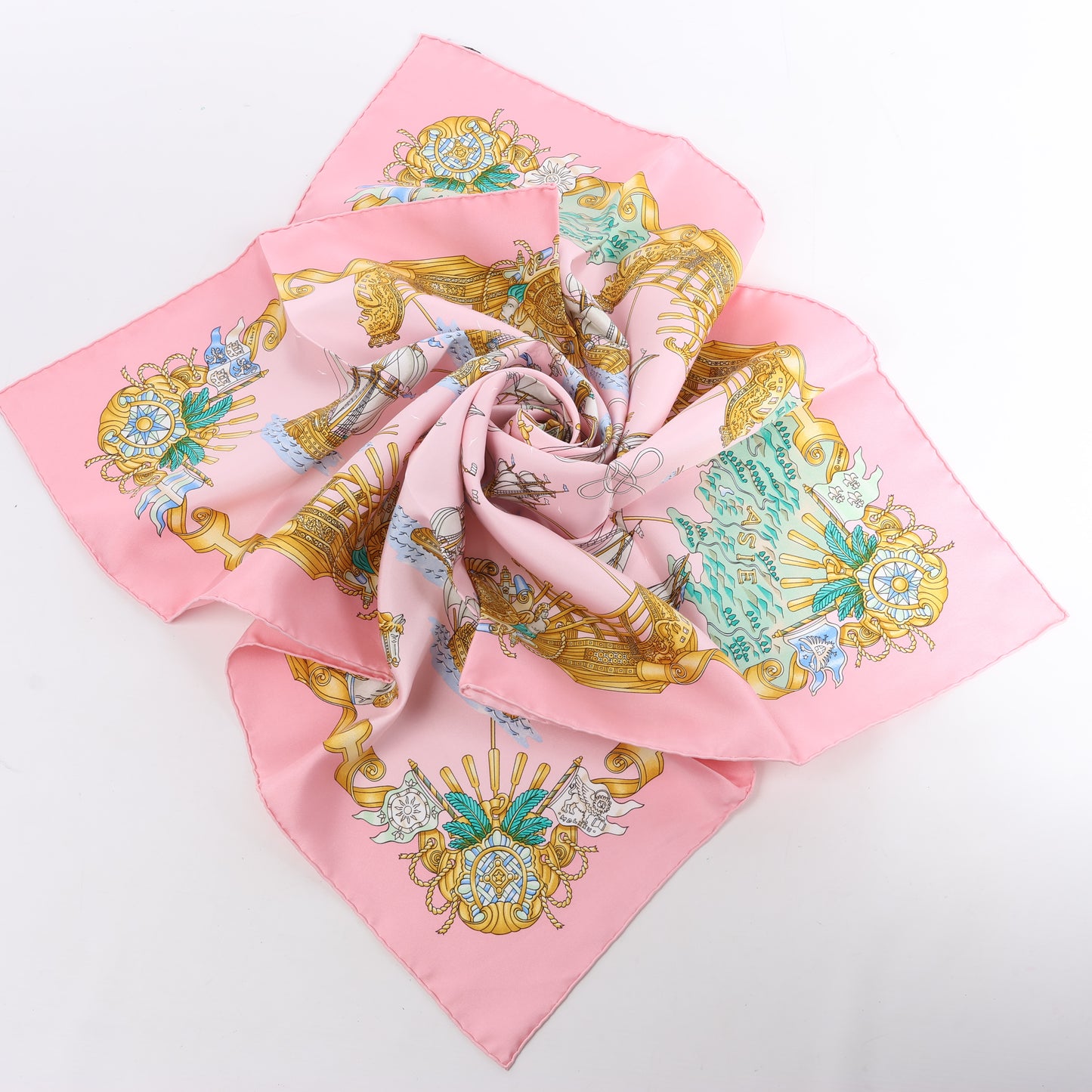 Hermes Carré 90 "VOILES DE LUMIERE" Silk handkerchief in Pink