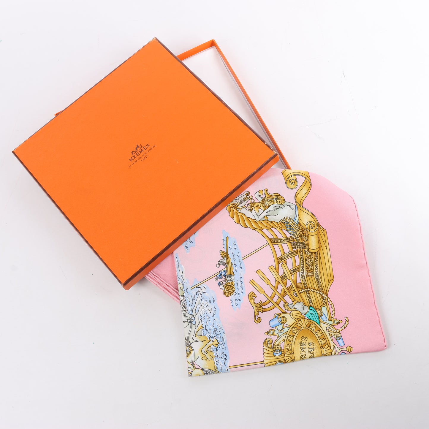Hermes Carré 90 "VOILES DE LUMIERE" Silk handkerchief in Pink
