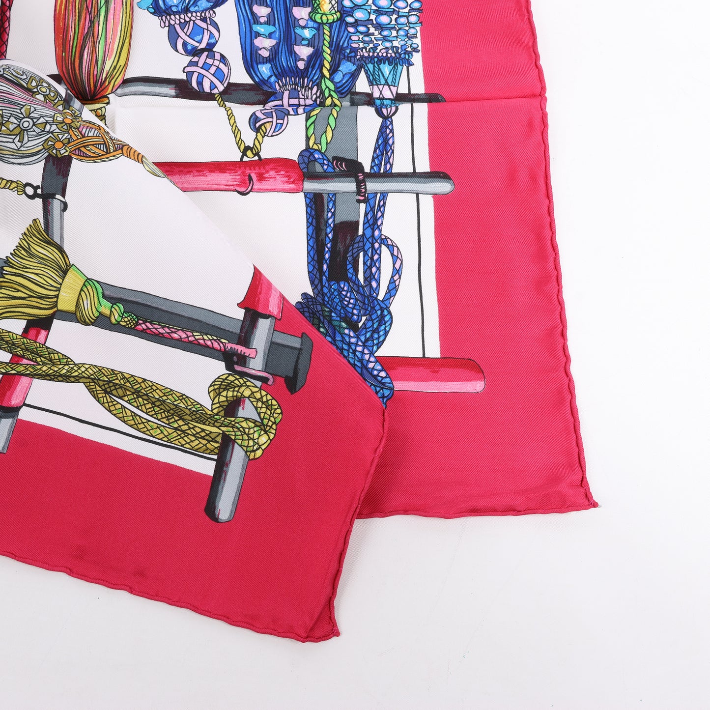 Hermes Carré 90 "PASEMENTERIE " Silk handkerchief in Red