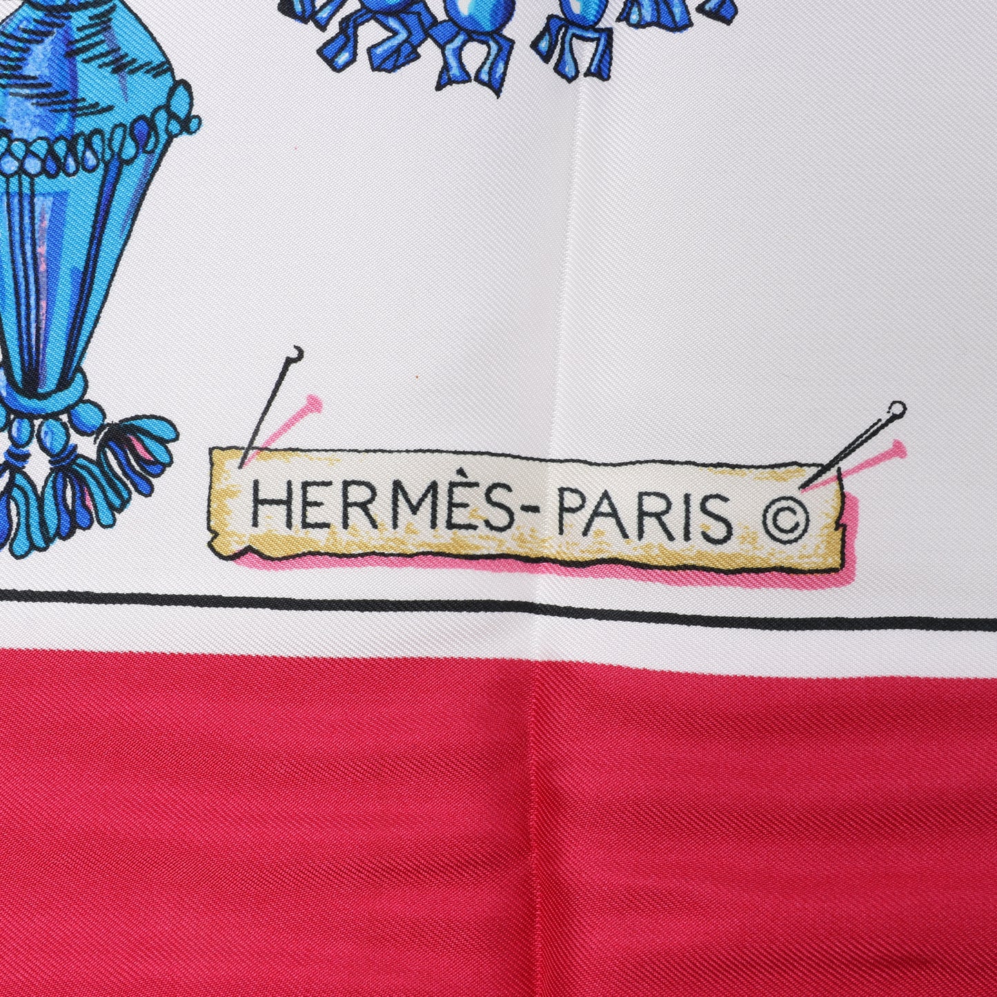 Hermes Carré 90 "PASEMENTERIE " Silk handkerchief in Red