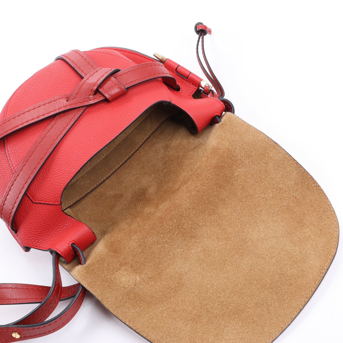 LOEWE Gate Soft Grain Leather Mini Crossbody Bag Scarlet Red Burnt Red