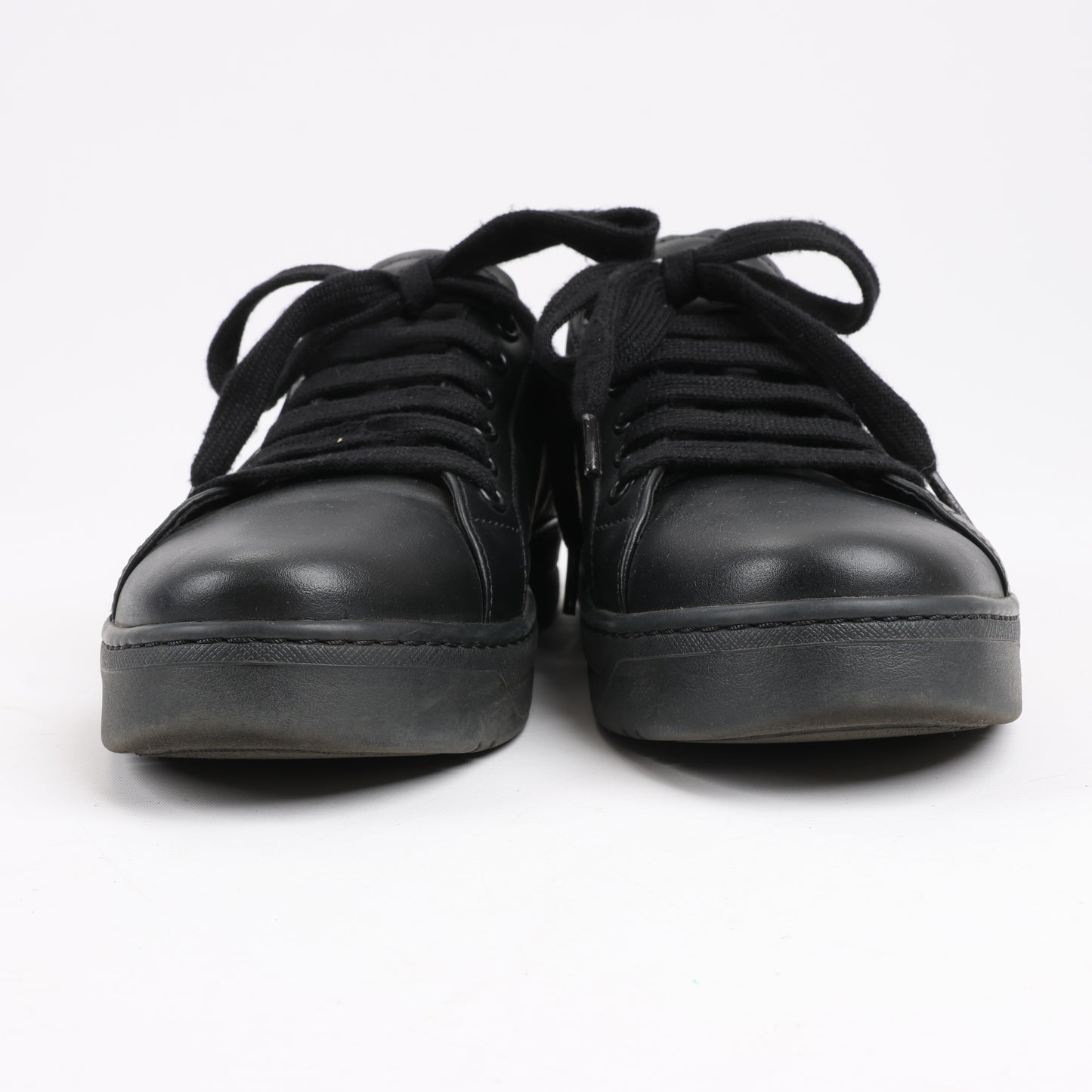 PRADA Logo Leather Sneakers in Black × White 1E282N, Size 37.5 EU