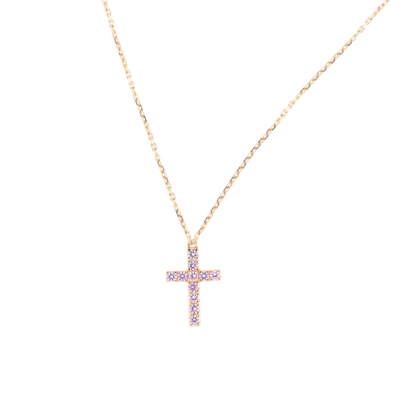 Collier Croix Cartier en saphir rose 750 (YG) 2,9 g