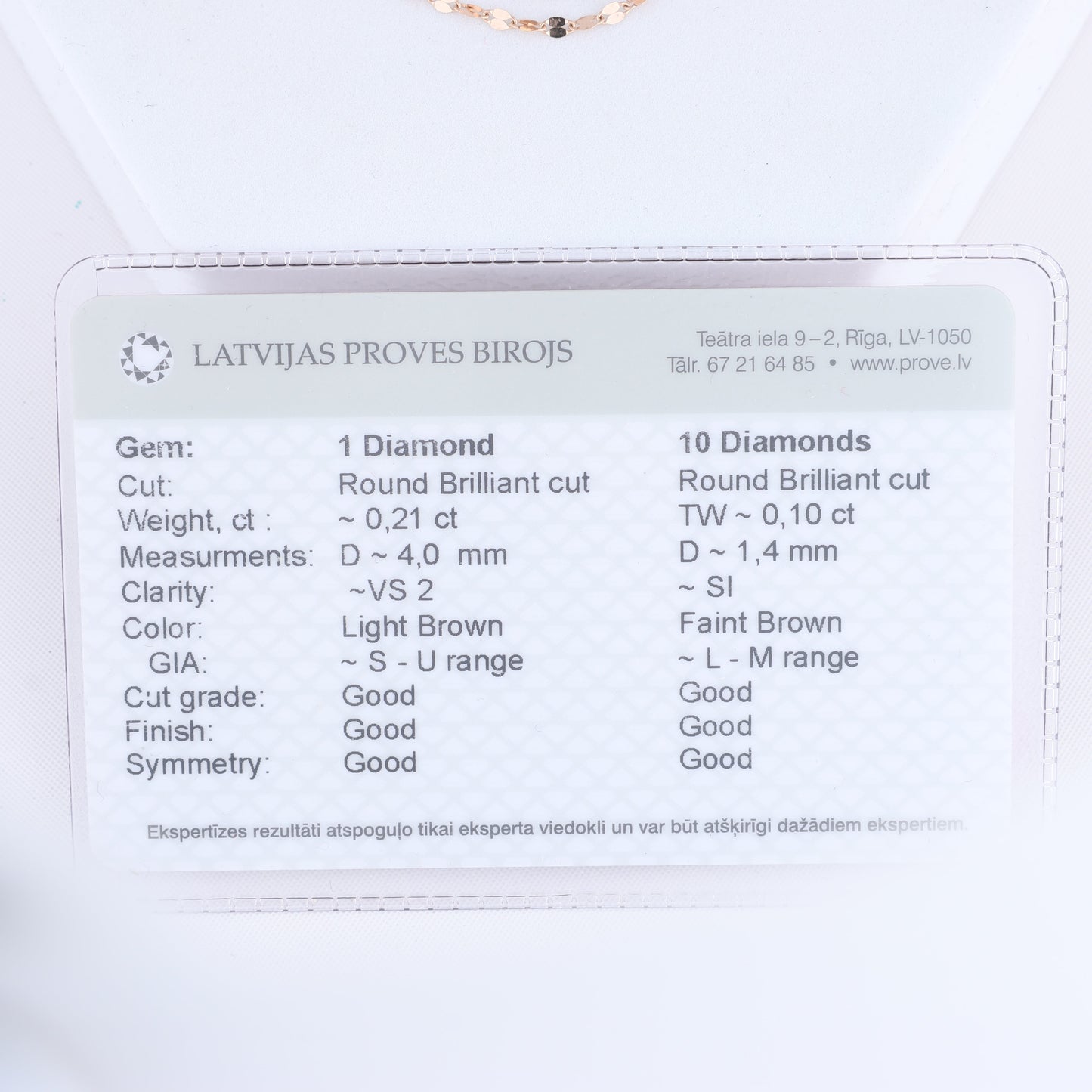 Non Signe / Unsigned Rose Gold (18k) chain and pendant set with 11 natural diamonds