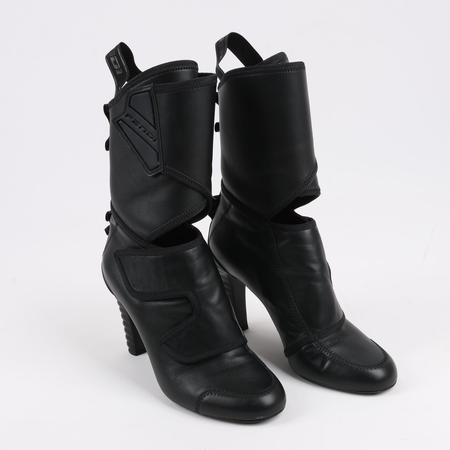 Fendi Leather Ankle Boots in Black, Size 38 EU