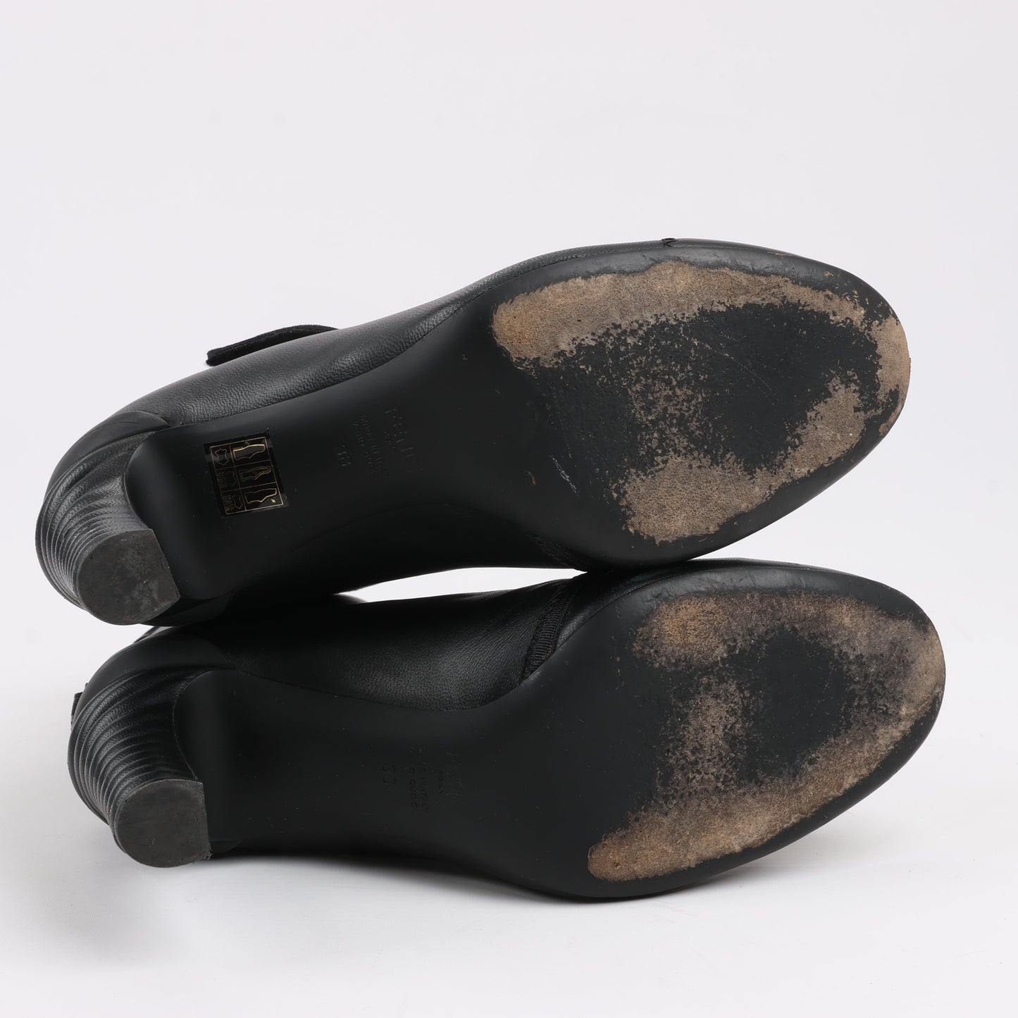 Fendi Leather Ankle Boots in Black, Size 38 EU