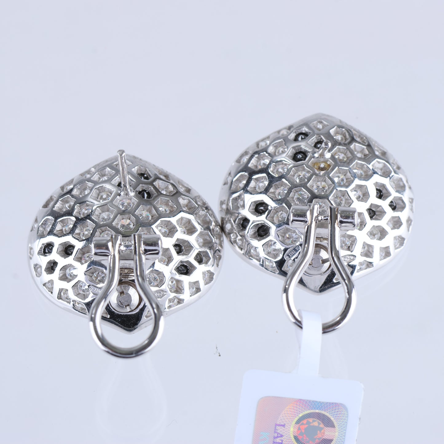 Nicht signierte / unsignierte schwarze Diamantohrringe K18WG 10,6 g, 2,45 ct