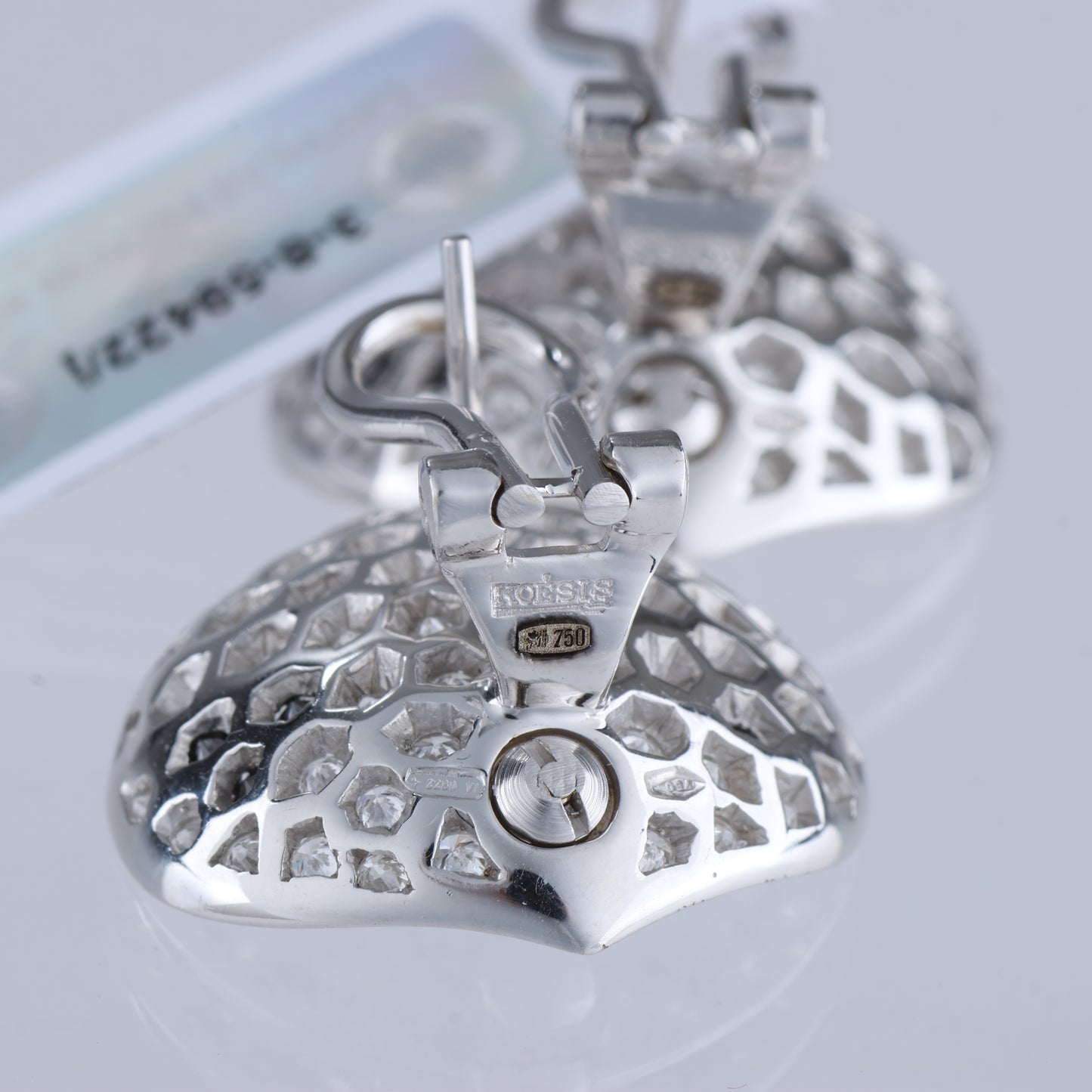 Nicht signierte / unsignierte schwarze Diamantohrringe K18WG 10,6 g, 2,45 ct