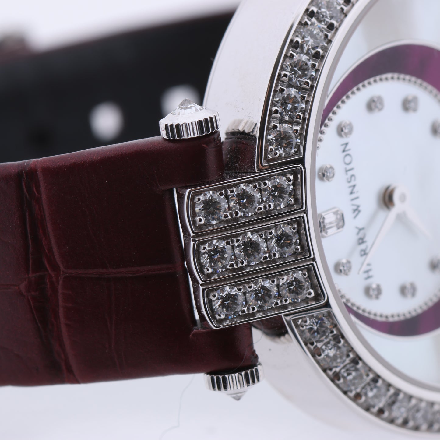 Montre Harry Winston Premier Diamond Second PRNASS36WW001 en cuir de crocodile x WG AT, cadran nacre, 36 mm