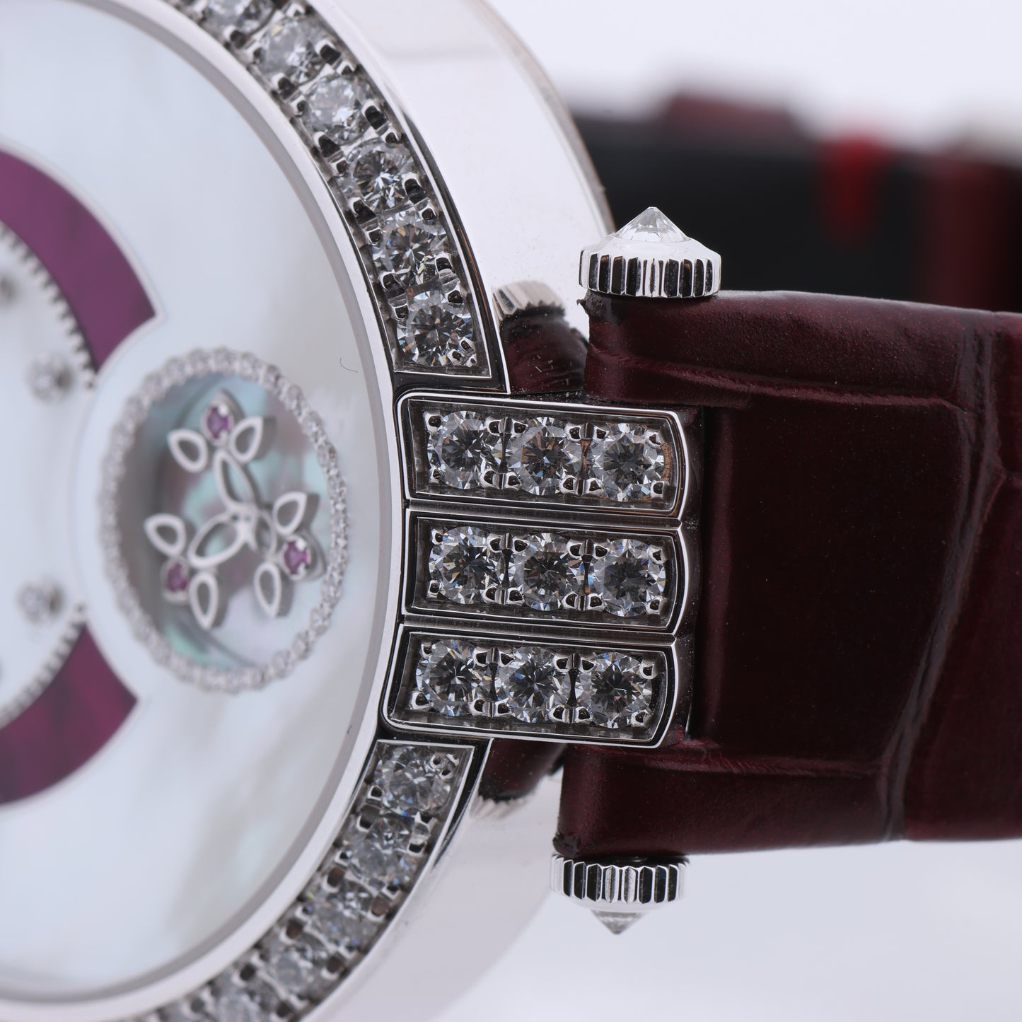 Montre Harry Winston Premier Diamond Second PRNASS36WW001 en cuir de crocodile x WG AT, cadran nacre, 36 mm