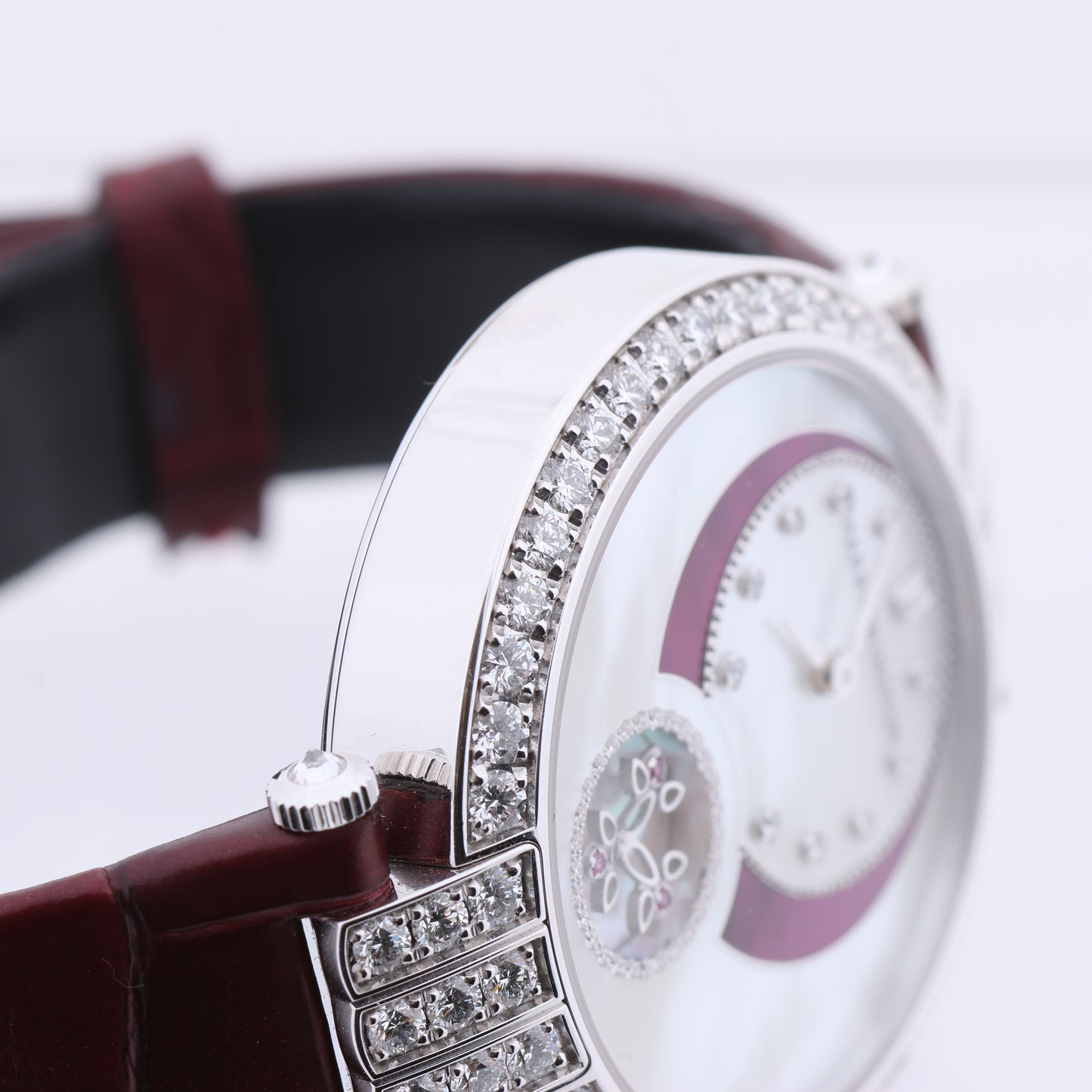 Montre Harry Winston Premier Diamond Second PRNASS36WW001 en cuir de crocodile x WG AT, cadran nacre, 36 mm