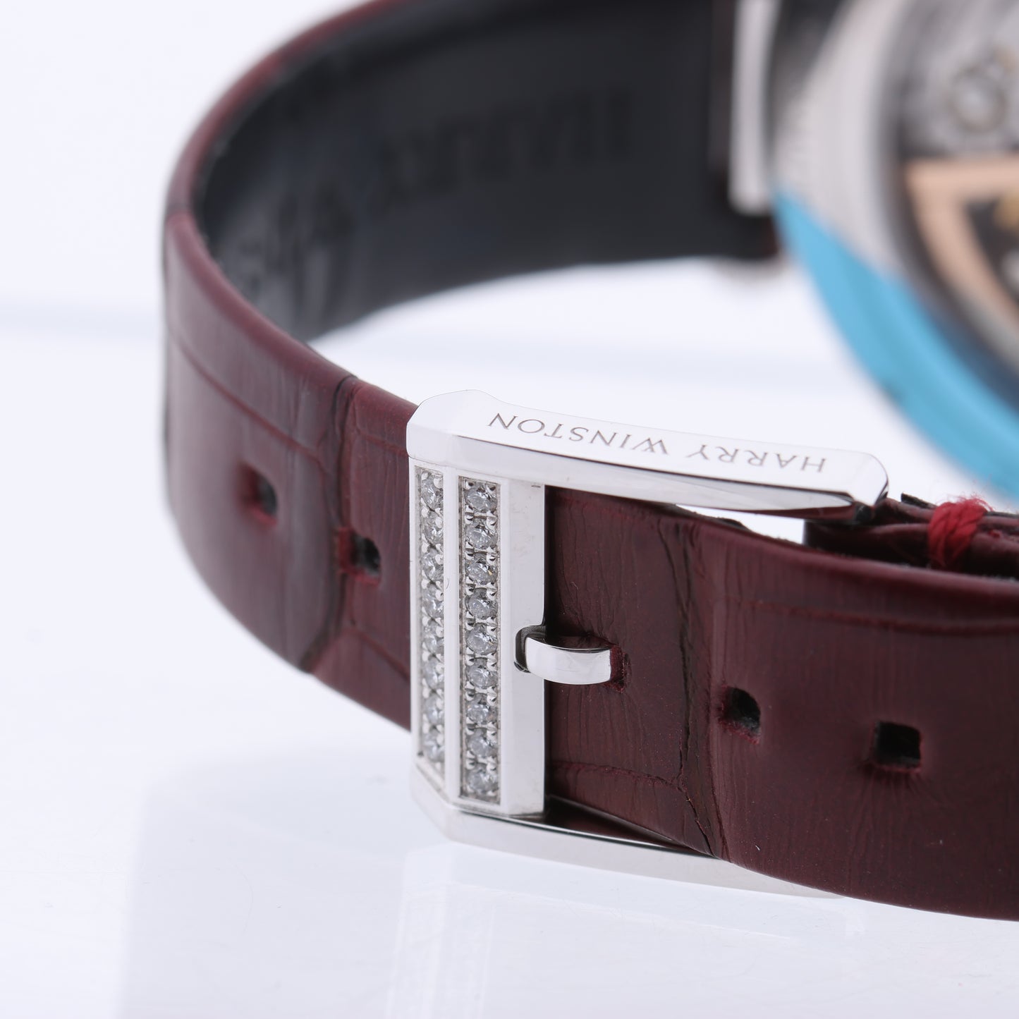 Montre Harry Winston Premier Diamond Second PRNASS36WW001 en cuir de crocodile x WG AT, cadran nacre, 36 mm