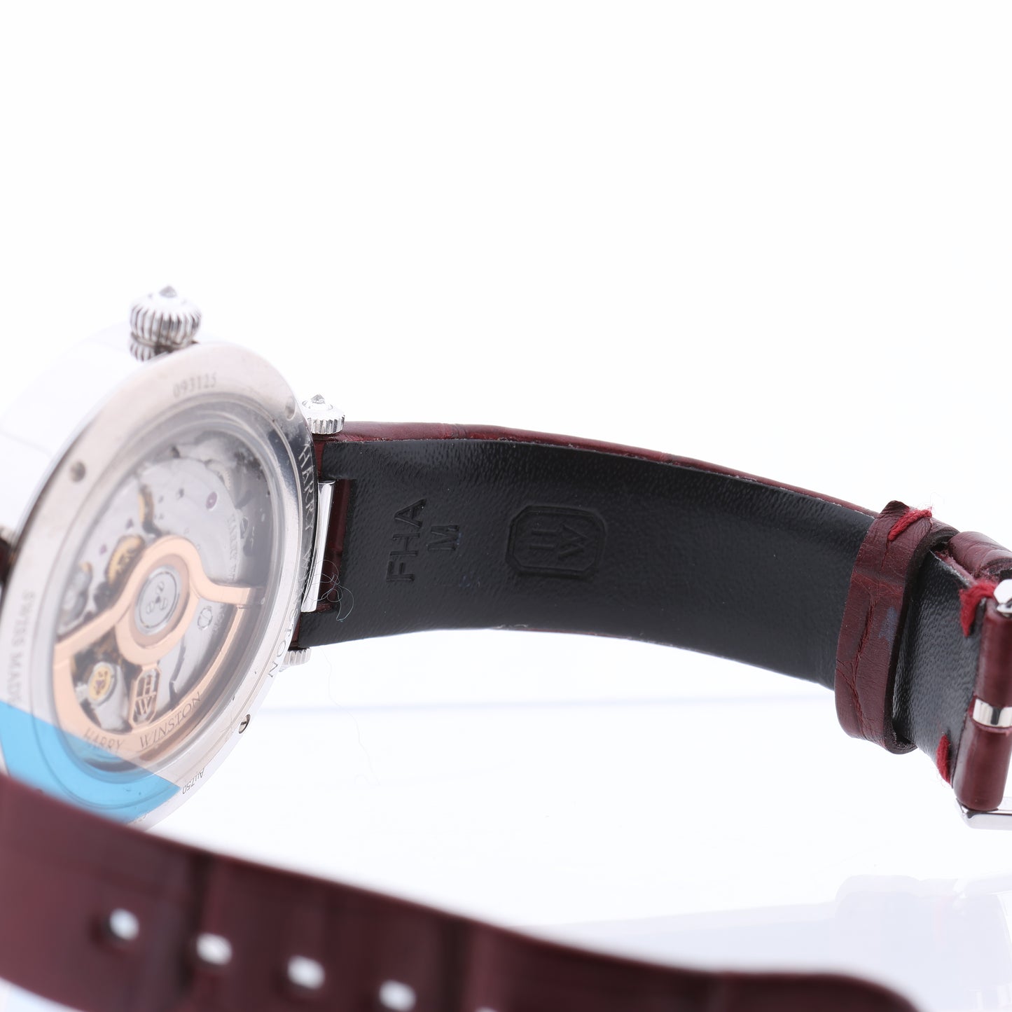 Montre Harry Winston Premier Diamond Second PRNASS36WW001 en cuir de crocodile x WG AT, cadran nacre, 36 mm