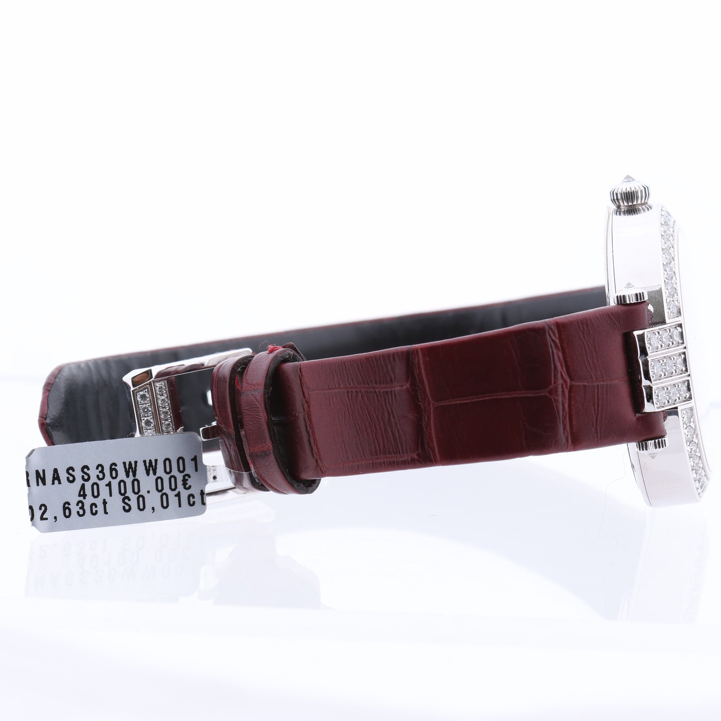Montre Harry Winston Premier Diamond Second PRNASS36WW001 en cuir de crocodile x WG AT, cadran nacre, 36 mm