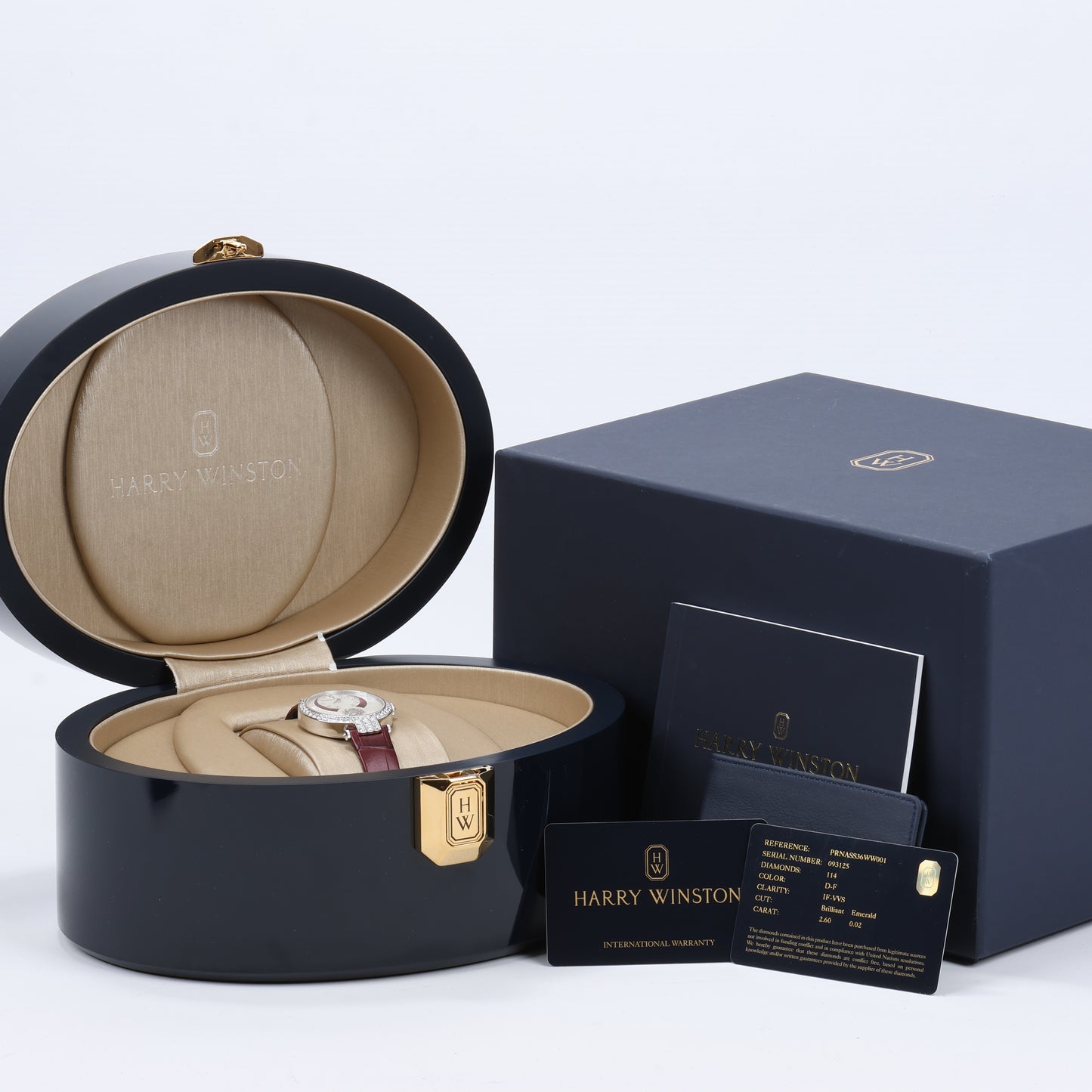 Montre Harry Winston Premier Diamond Second PRNASS36WW001 en cuir de crocodile x WG AT, cadran nacre, 36 mm