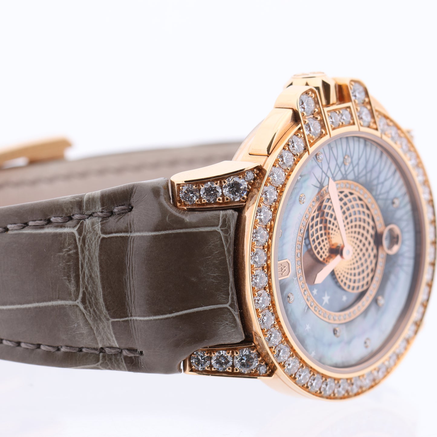 Harry Winston Ocean Moon Phase OCEQMP36RR026 Krokodilleder x RG QZ MOP Zifferblatt 36mm Uhr