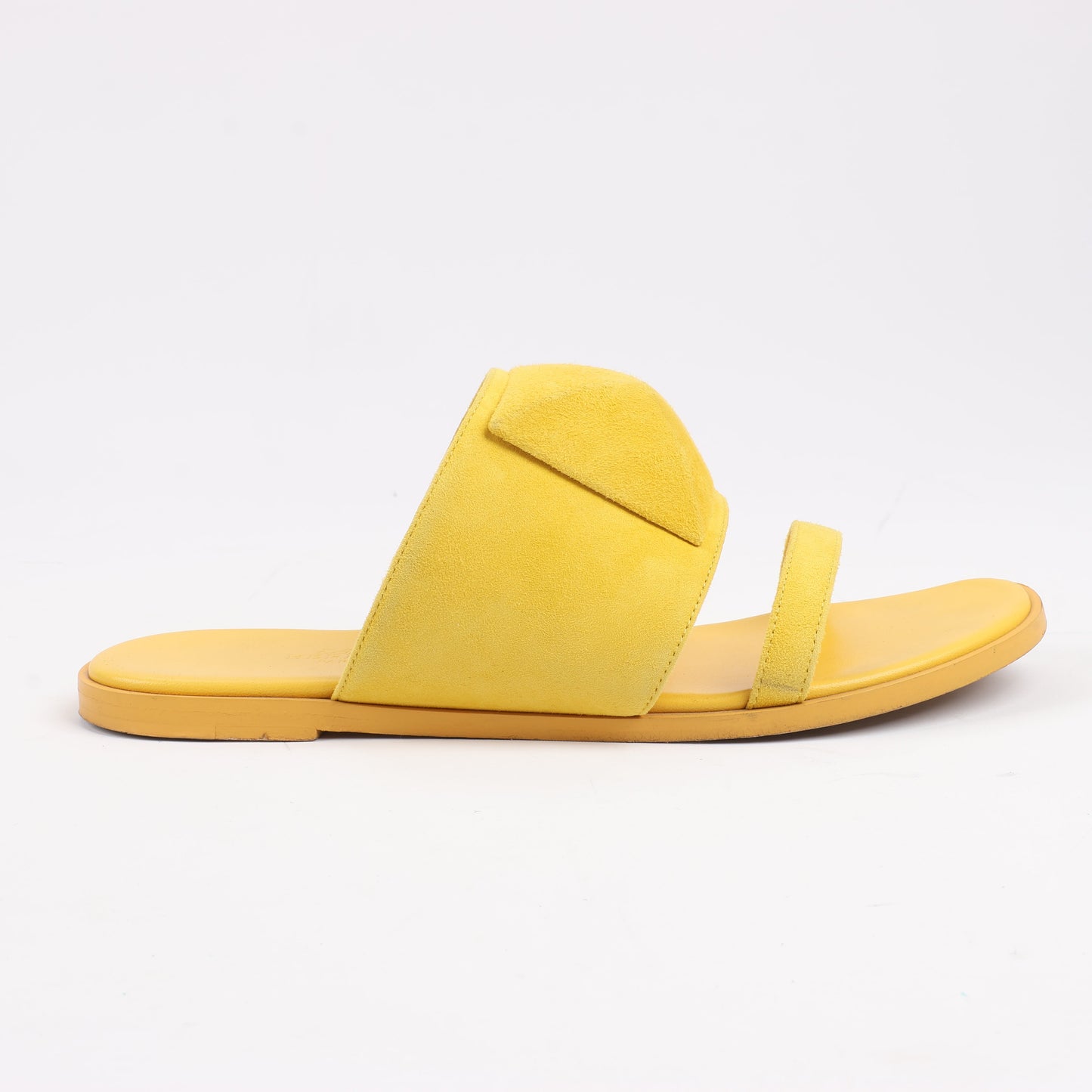 HERMES Kaia Wildledersandalen in Gelbgold, Größe 36,5 EU