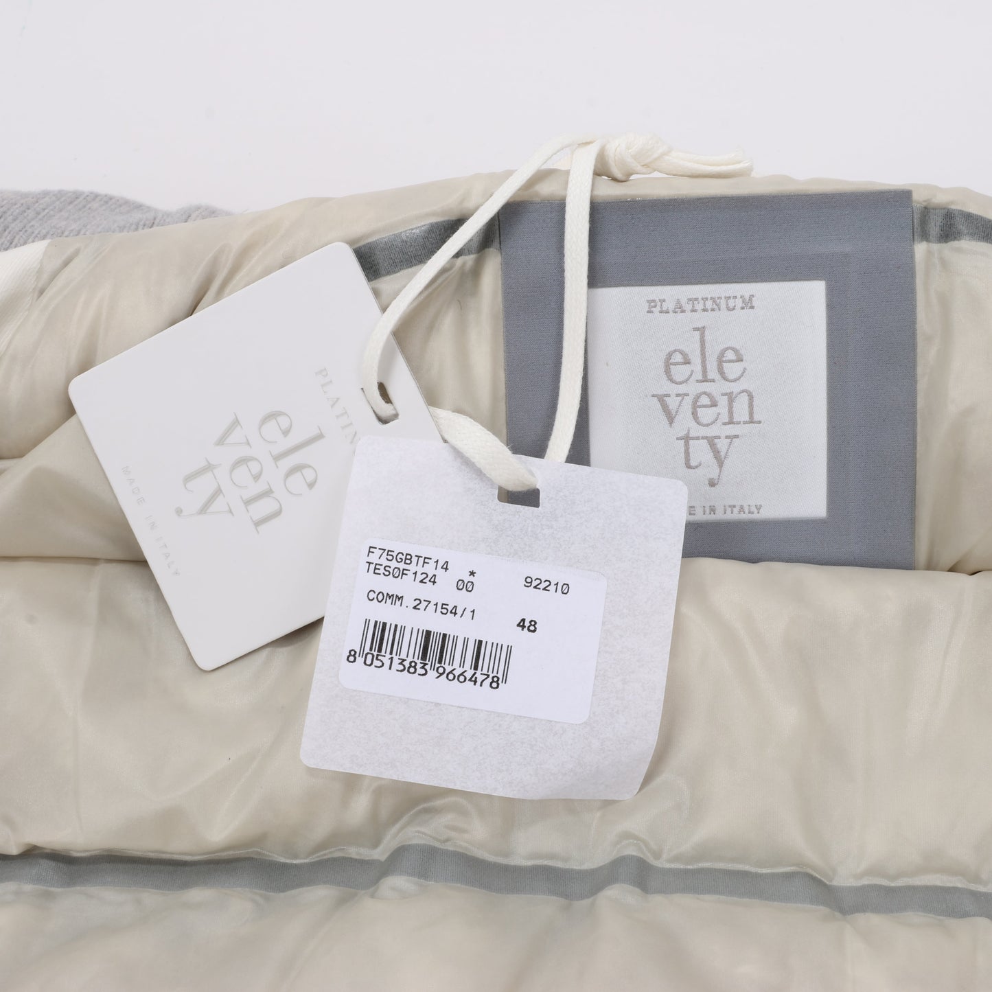 Eleventy Weiße Stepp-Daunenjacke, Größe 48