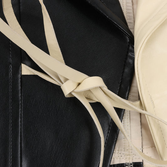 Marni Two-Tone Cropped Leather Jacket, Size 40