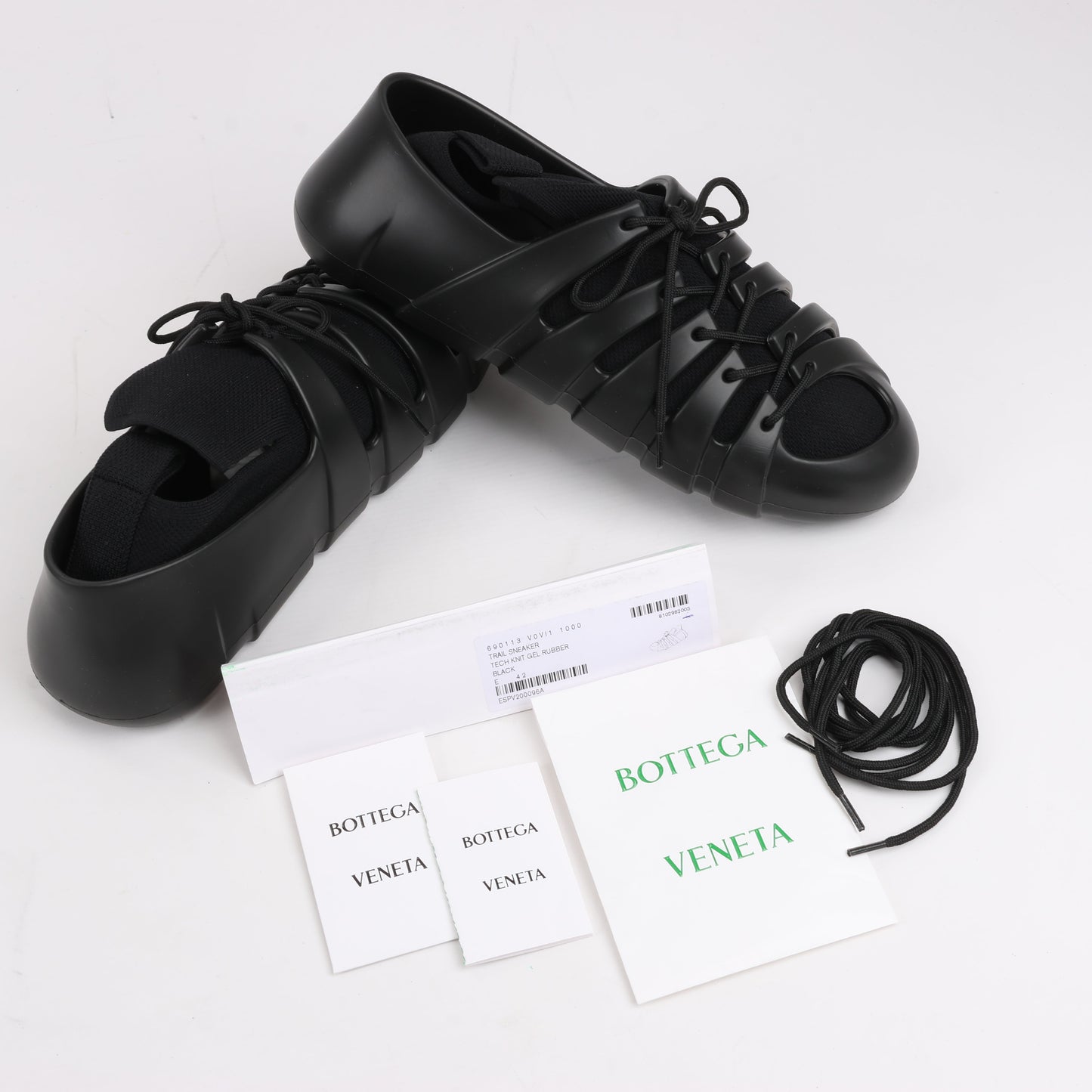 Baskets Bottega Veneta Trails Knit x Rubber noires, pointure 42