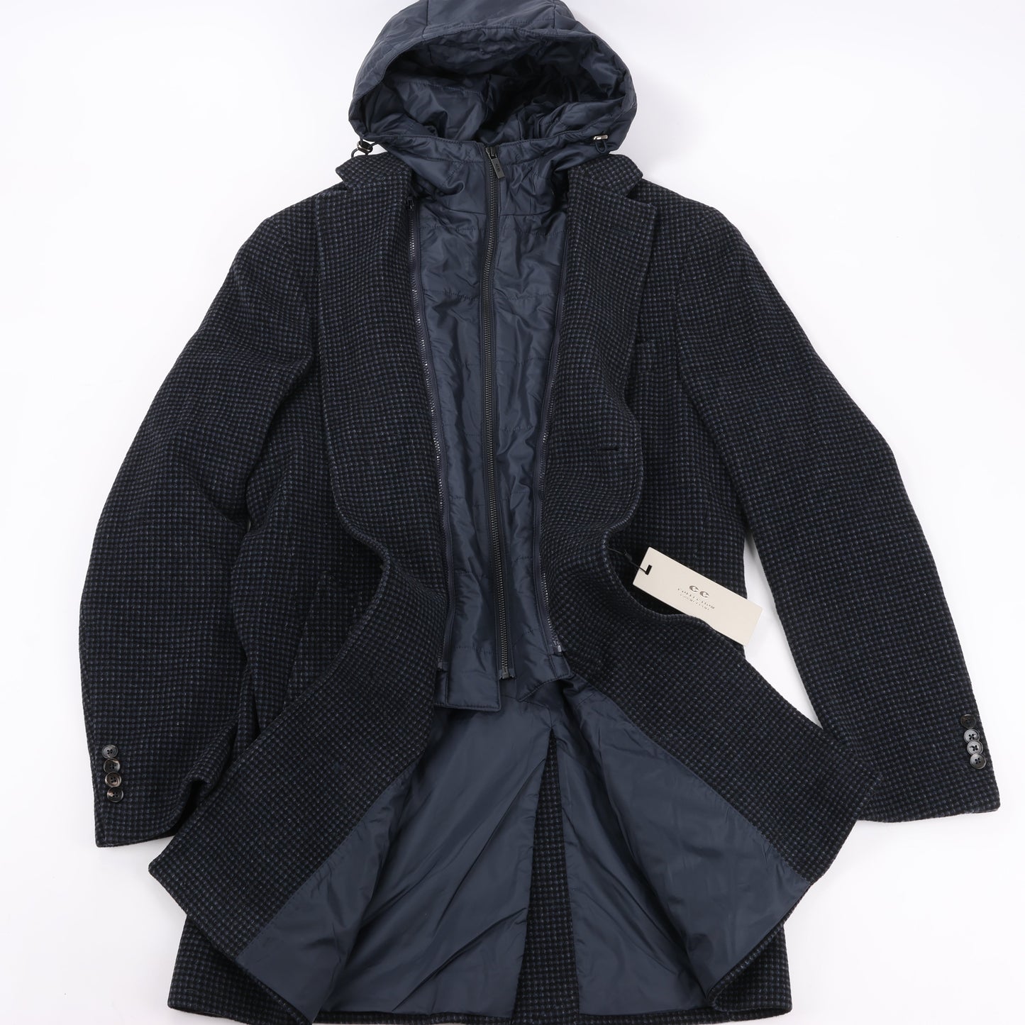 CC Collection Corneliani Wollmantel mit herausnehmbarem Kapuzenfutter, Größe 50
