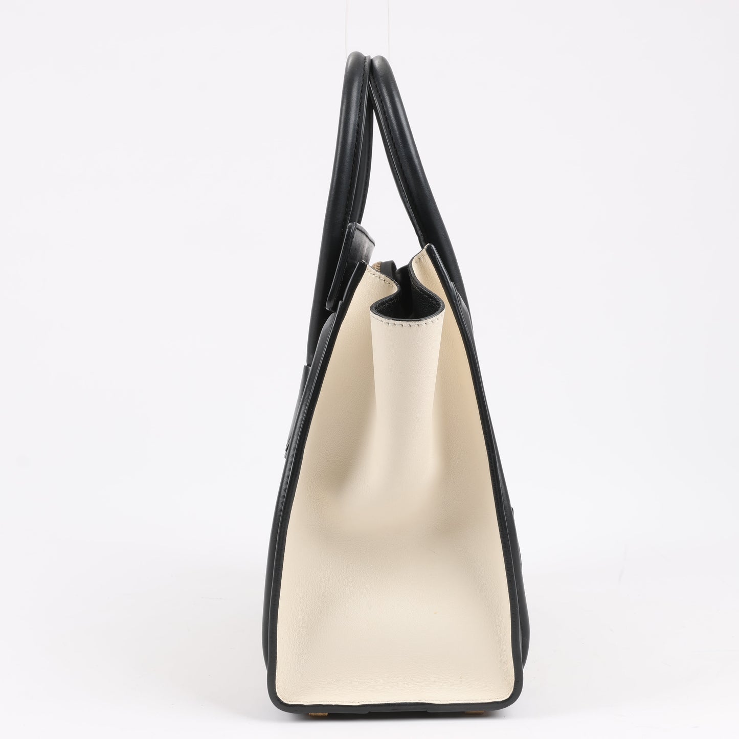 CELINE Luggage Micro Leather Handbag Tri-color in Beige