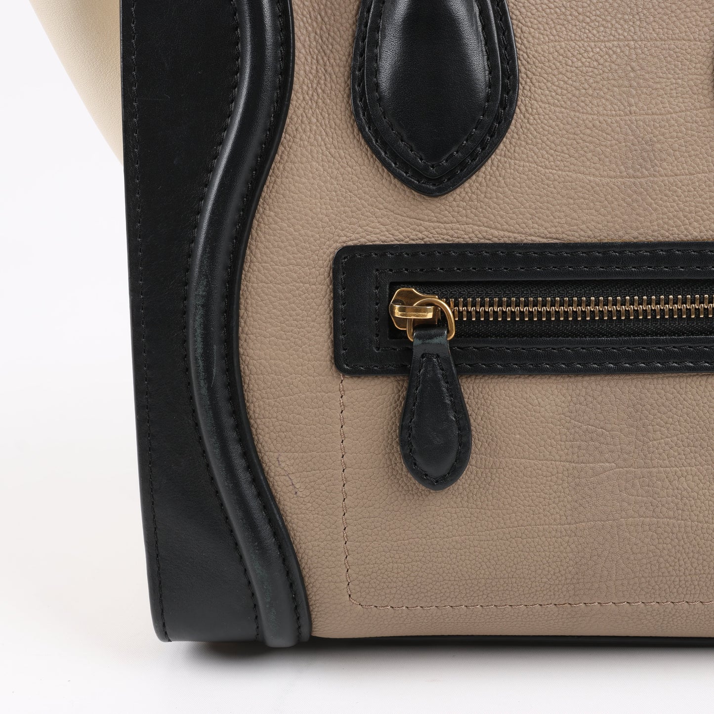 CELINE Luggage Micro Leather Handbag Tri-color in Beige