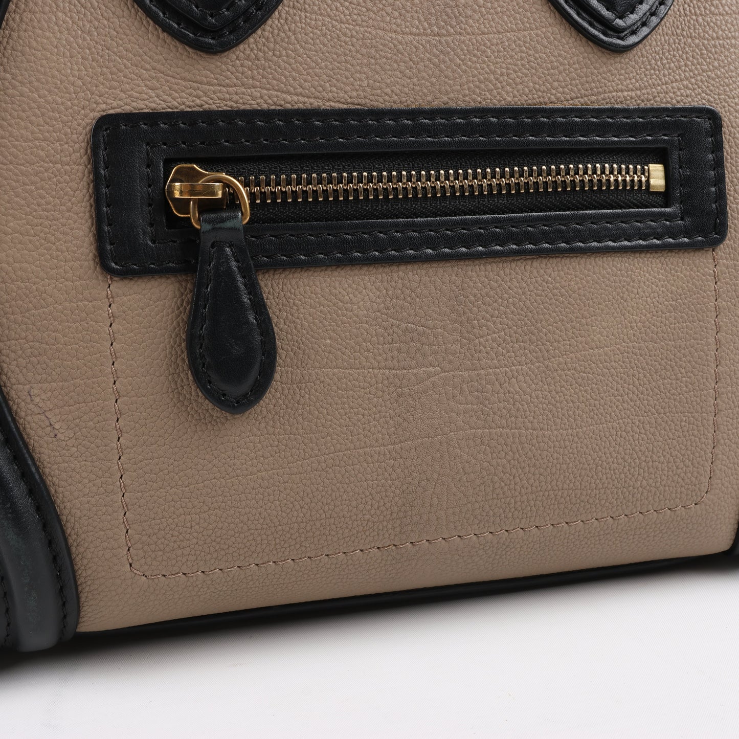 CELINE Luggage Micro Leather Handbag Tri-color in Beige
