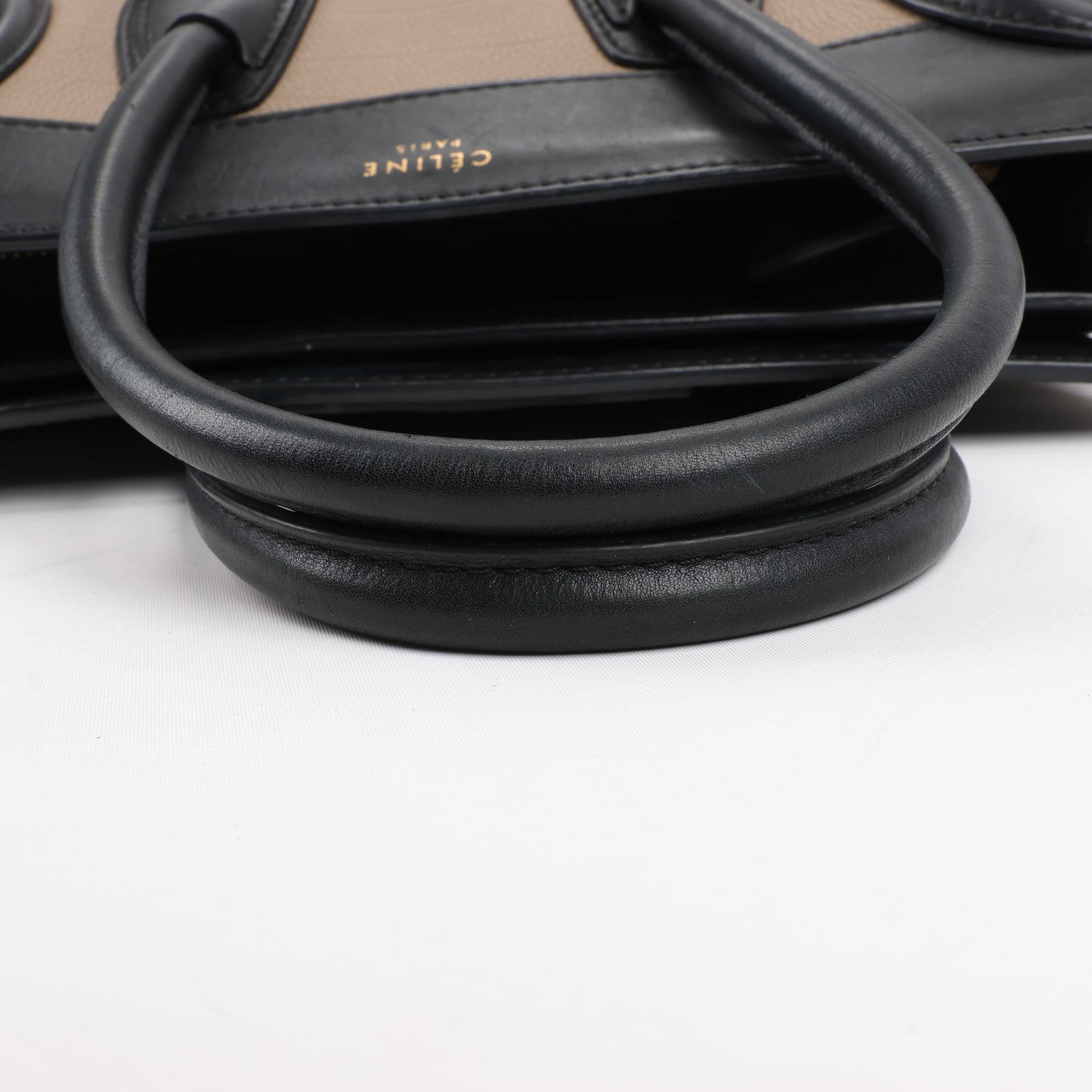 CELINE Luggage Micro Leather Handbag Tri-color in Beige
