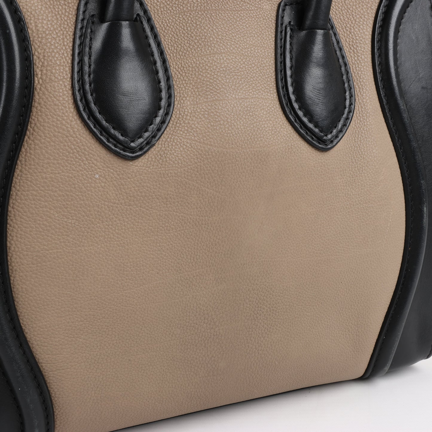 CELINE Luggage Micro Leather Handbag Tri-color in Beige