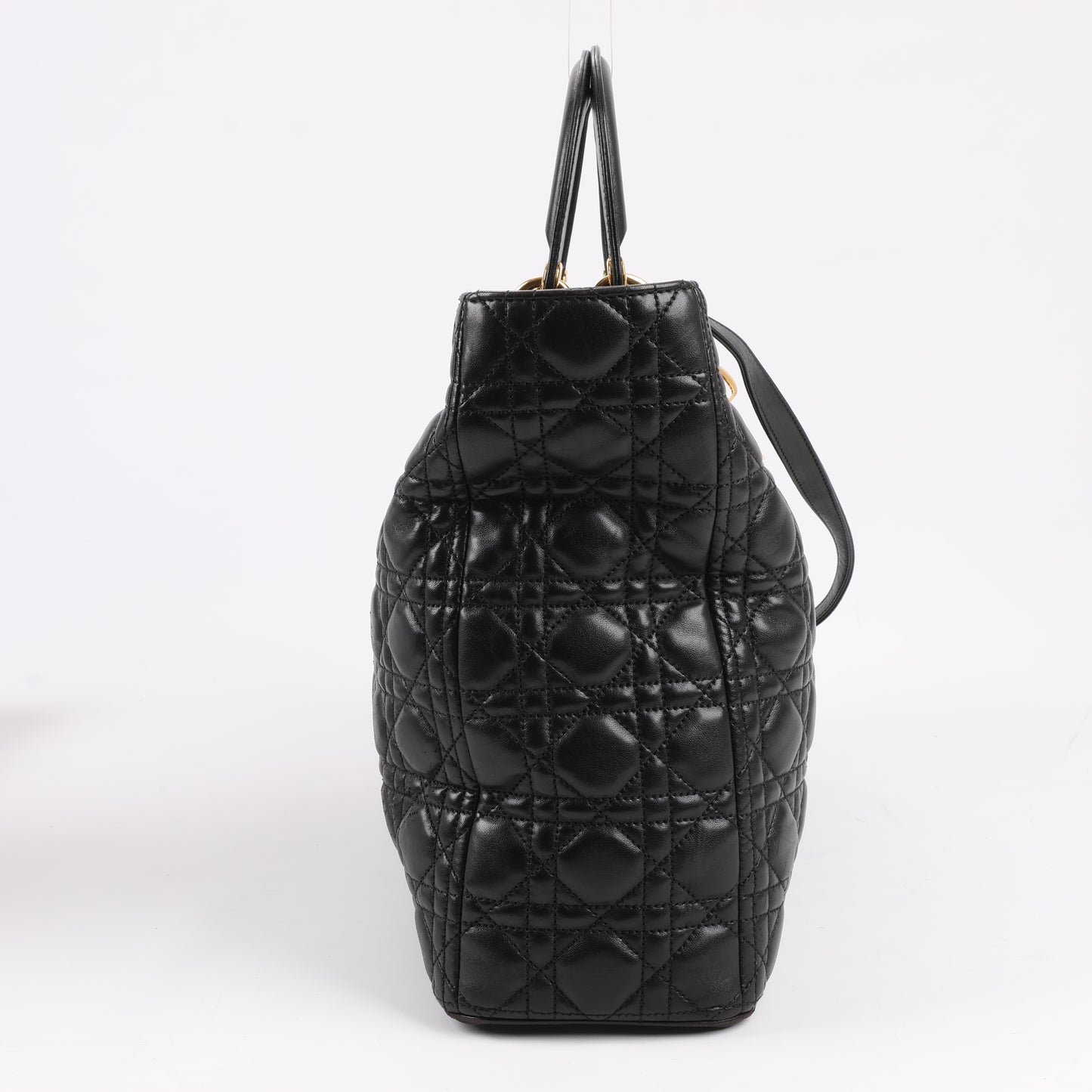Christian Dior Lady Dior Large Cannage Leather 2Way Handbag in Black