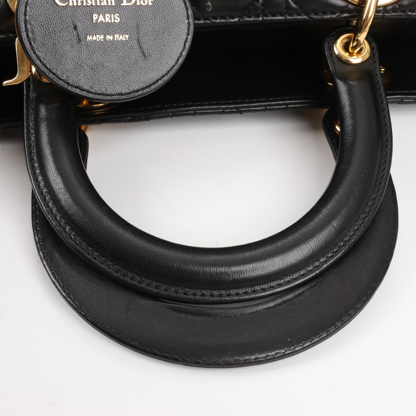 Christian Dior Lady Dior Large Cannage Leather 2Way Handbag in Black