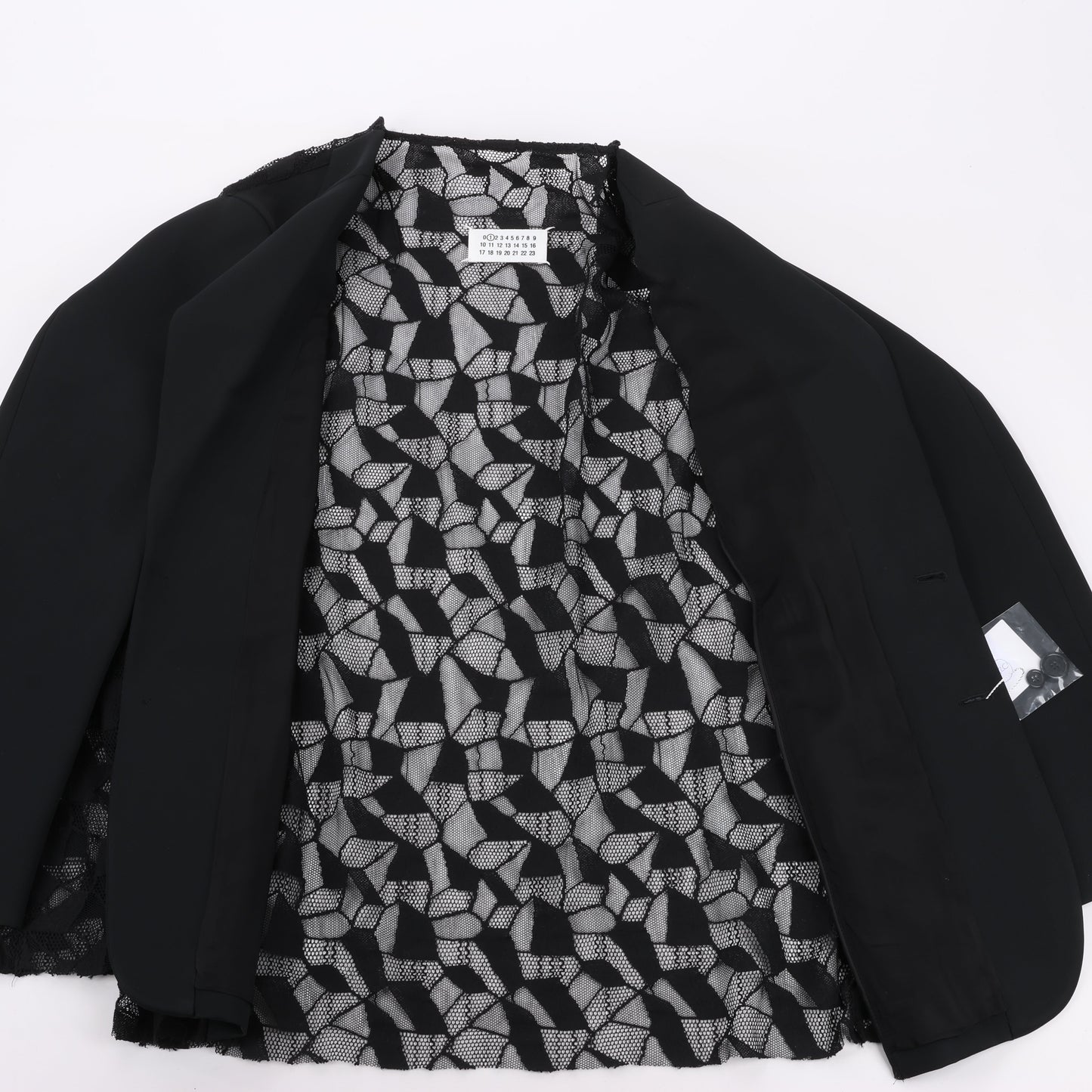 Maison Margiela Black Blazer with Lace Overlay, Size 40