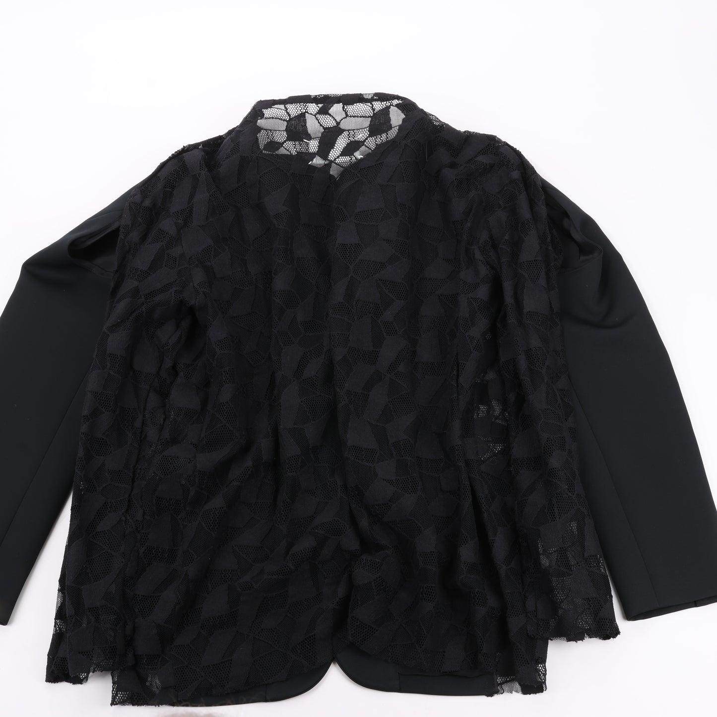 Blazer noir Maison Margiela avec superposition de dentelle, taille 40