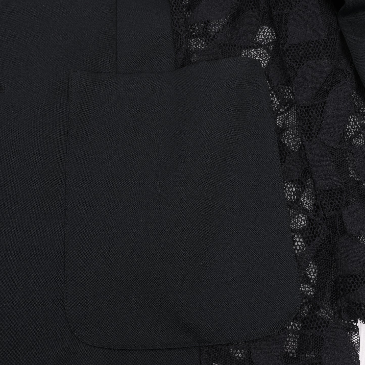 Blazer noir Maison Margiela avec superposition de dentelle, taille 40