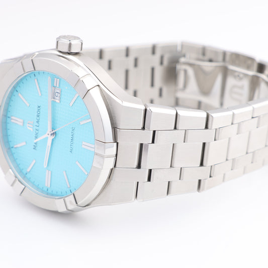 Maurice Lacroix Icon Automatic Summer Edition AI6008-SS00F-431-C BB23560 SS AT Uhr mit türkisfarbenem Zifferblatt